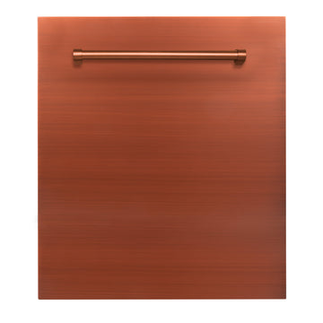 ZLINE 24-Inch Top Control Dishwasher, Copper Finish, Stainless Steel Tub, Traditional Handle, DW-C-H-24