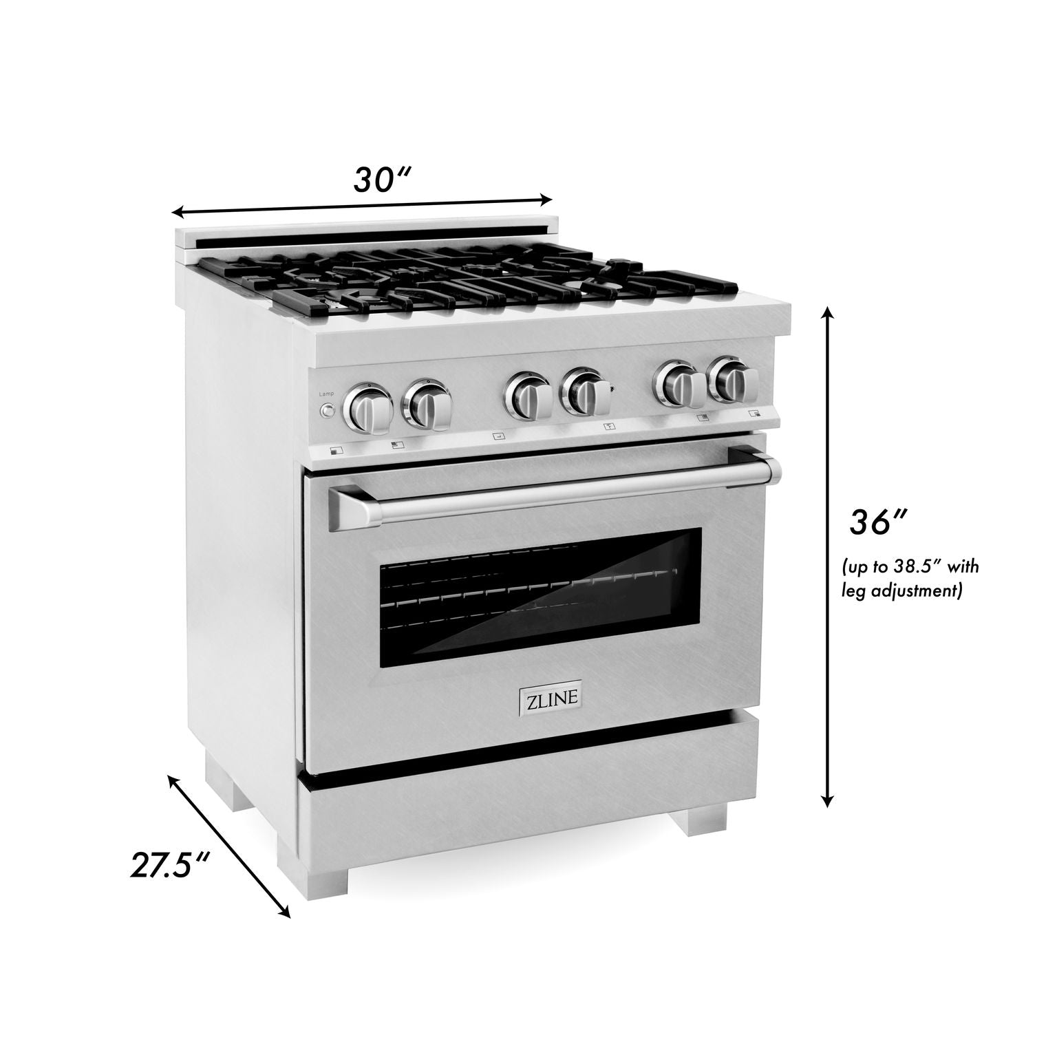 ZLINE Legacy 30-Inch Dual Fuel Range with 4-Burner Gas Cooktop, 4.0 cu. ft. Electric Convection Oven, Satin Stainless Steel (RAS-SN-30)