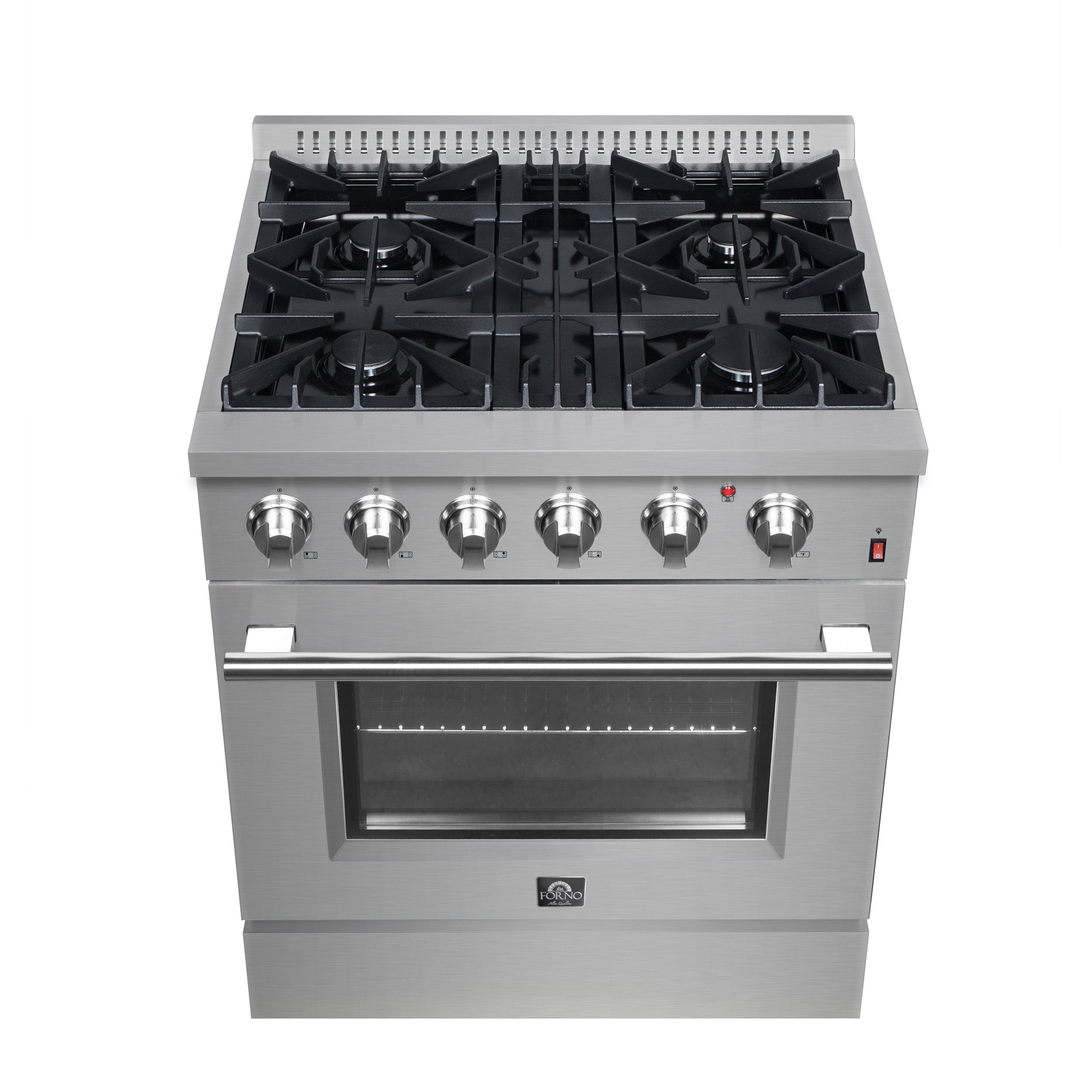 FORNO Marco 30-Inch Dual Fuel Range, 4 Sealed Burners, 4.32 cu. ft. Oven, Stainless Steel (Model FFSGS6197-30)