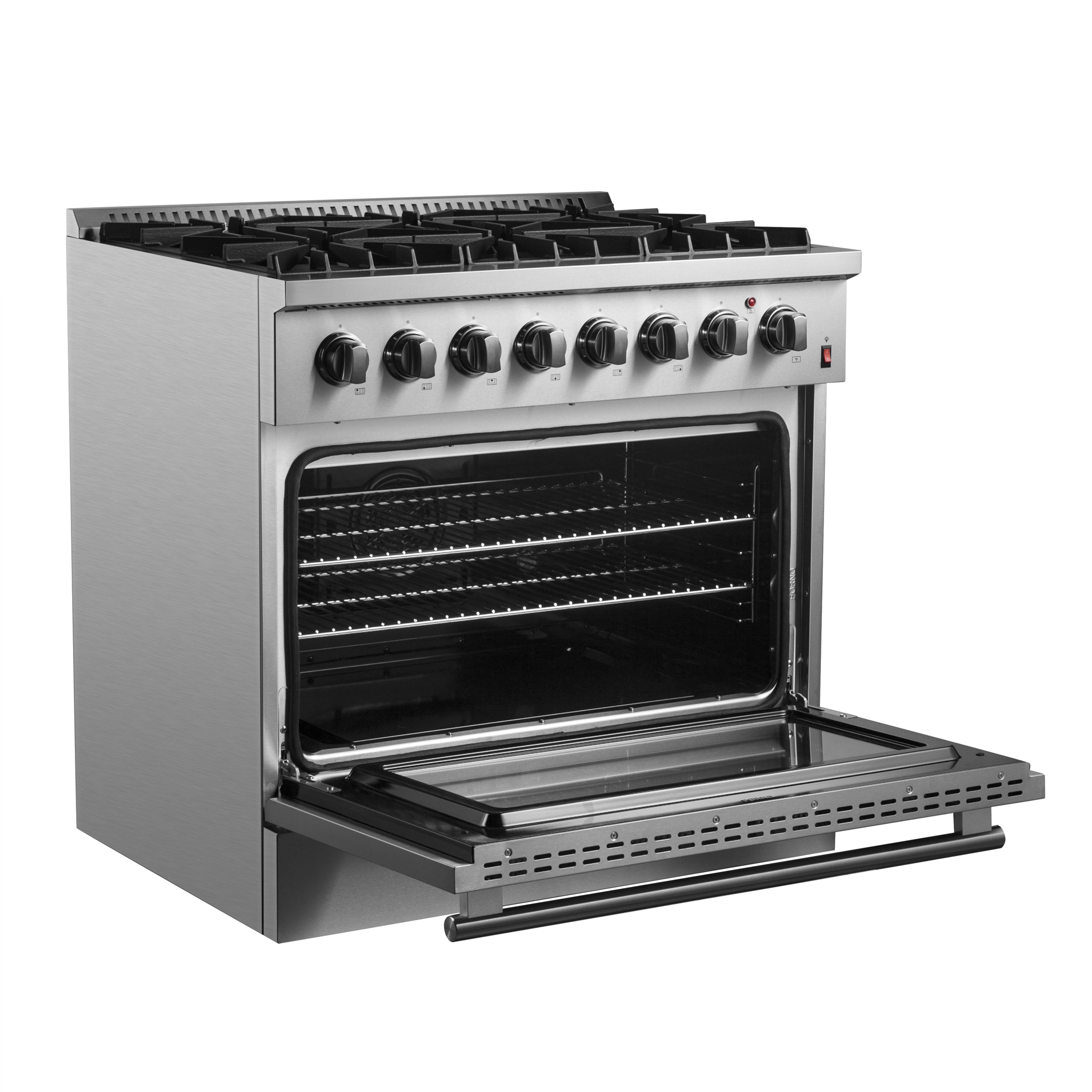 Forno Marco 36-Inch Dual Fuel Range, 5.36 cu. ft. Oven, 6 Sealed Burners, Stainless Steel (Model FFSGS6197-36)