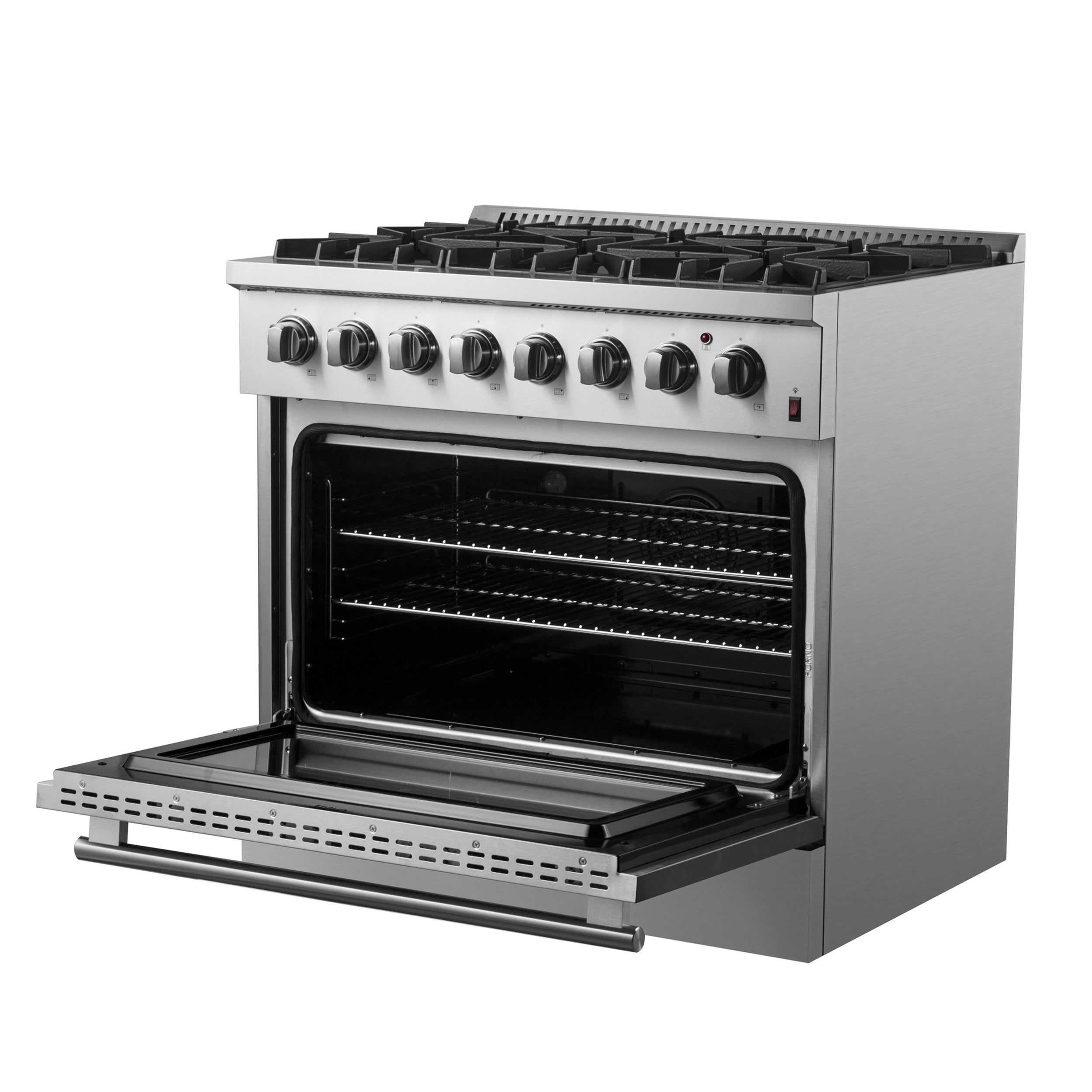Forno Marco 36-Inch Dual Fuel Range, 5.36 cu. ft. Oven, 6 Sealed Burners, Stainless Steel (Model FFSGS6197-36)