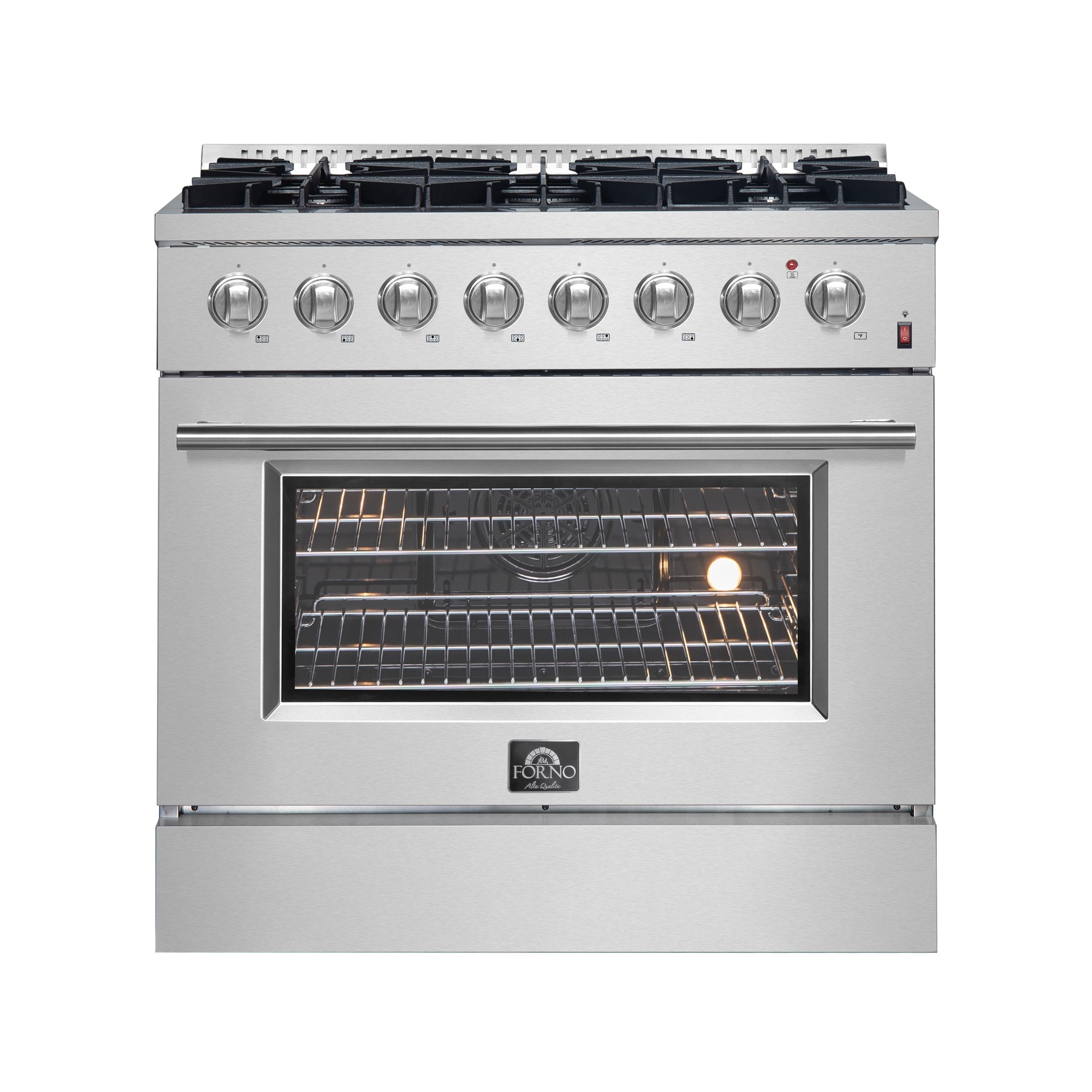 Forno Marco 36-Inch Dual Fuel Range, 5.36 cu. ft. Oven, 6 Sealed Burners, Stainless Steel (Model FFSGS6197-36)