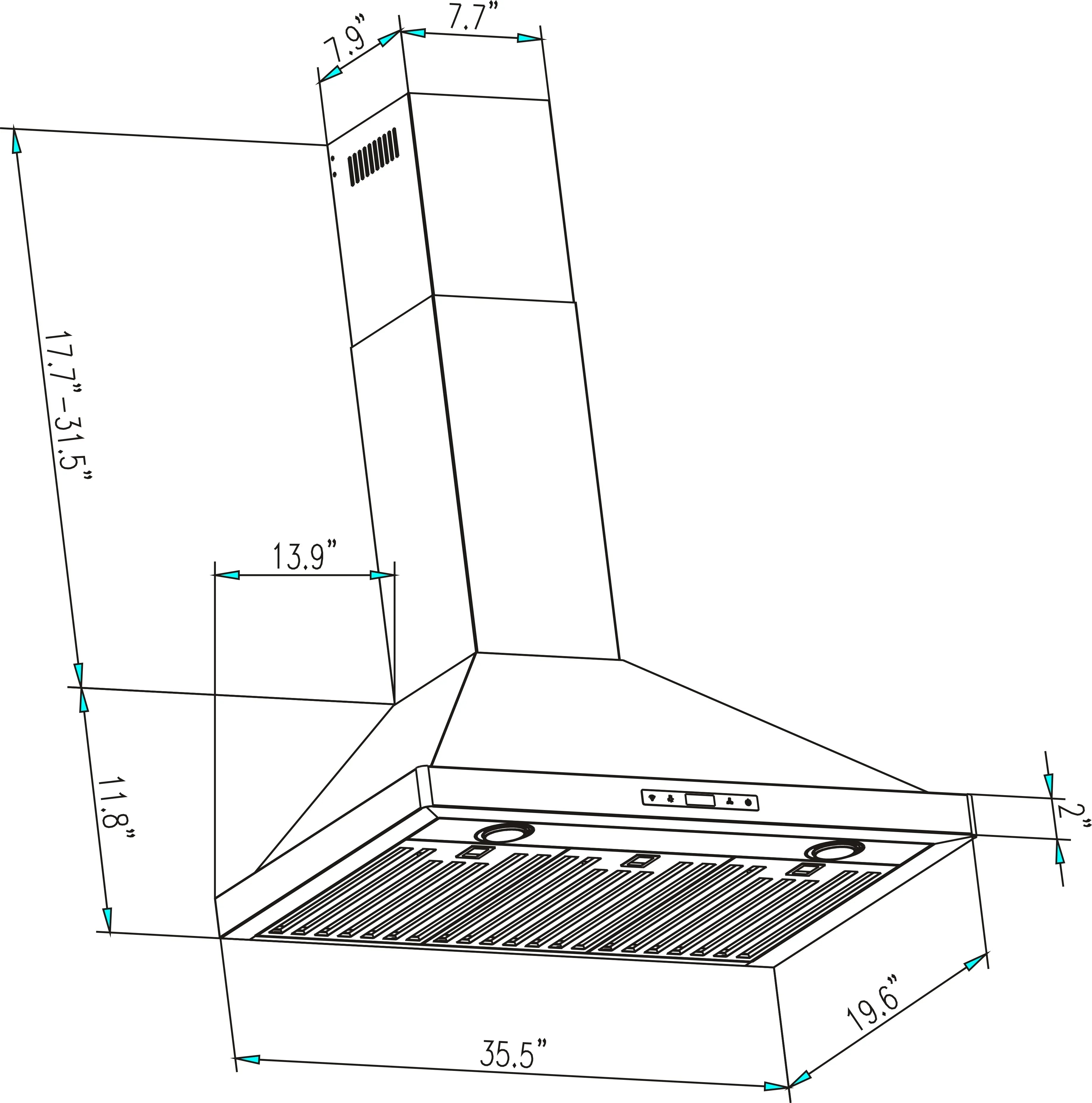 Empava 36-Inch 380 CFM Ducted Wall Mount Range Hood (EMPV-36RH04)