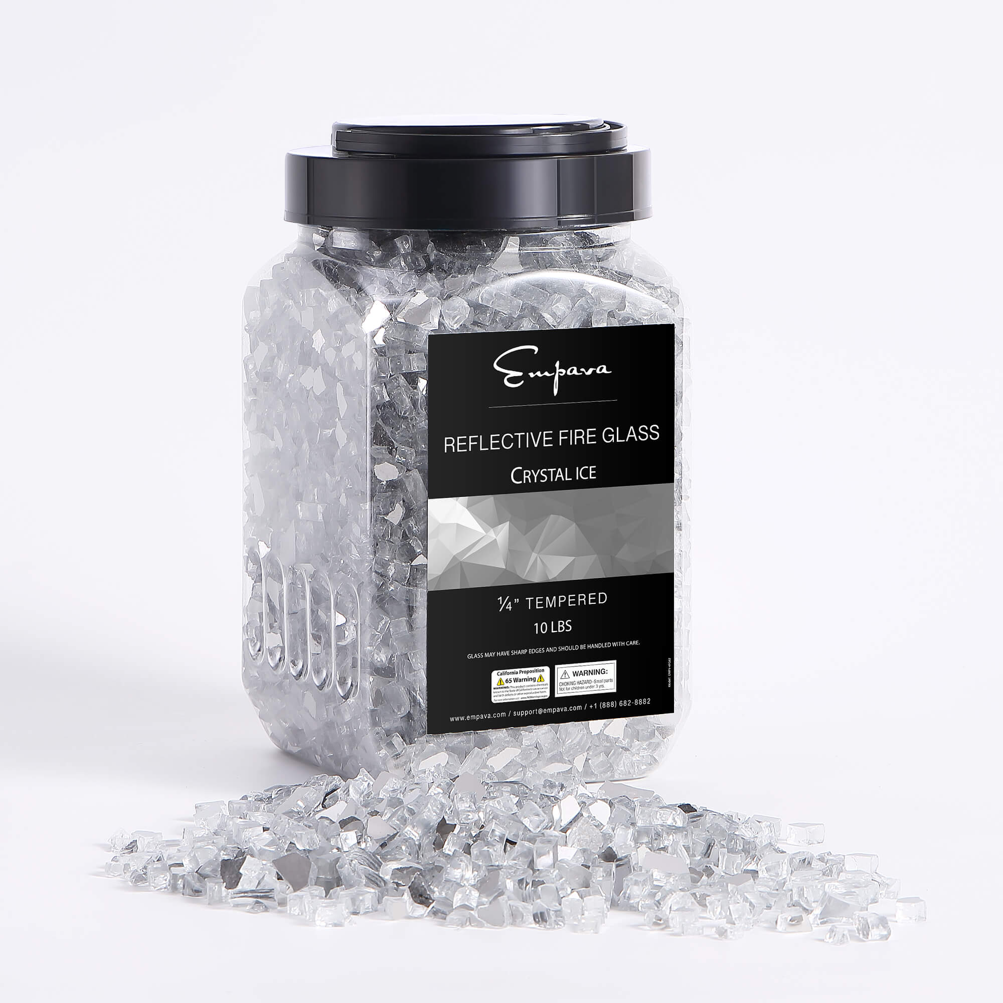 Empava Tempered Fire Glass in Crystal Ice (EMPV-4FG82)