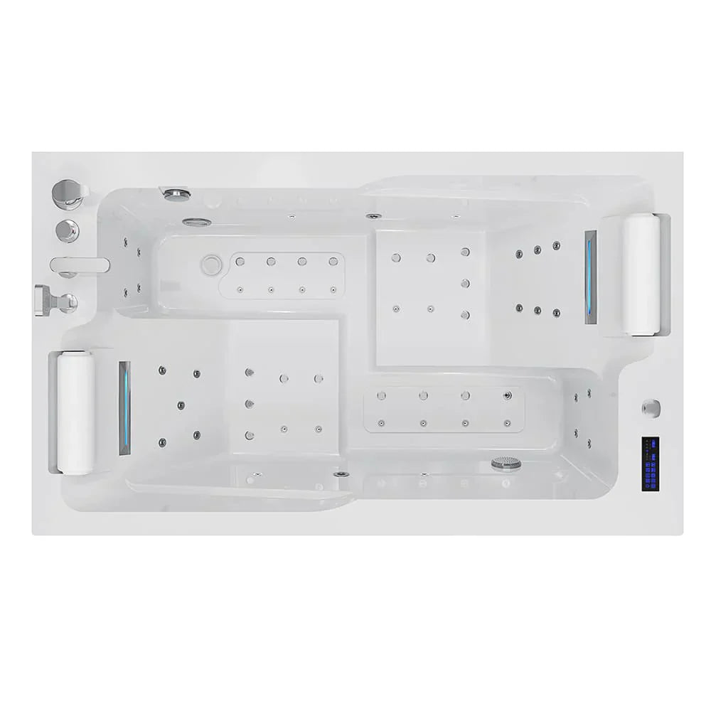 Empava 71-Inch Alcove Massage Inline Heater 2-Person LED Tub With Left Drain (EMPV-71JT802)