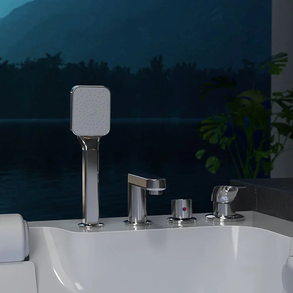 Empava 71-Inch Alcove Massage Inline Heater 2-Person LED Tub With Left Drain (EMPV-71JT802)