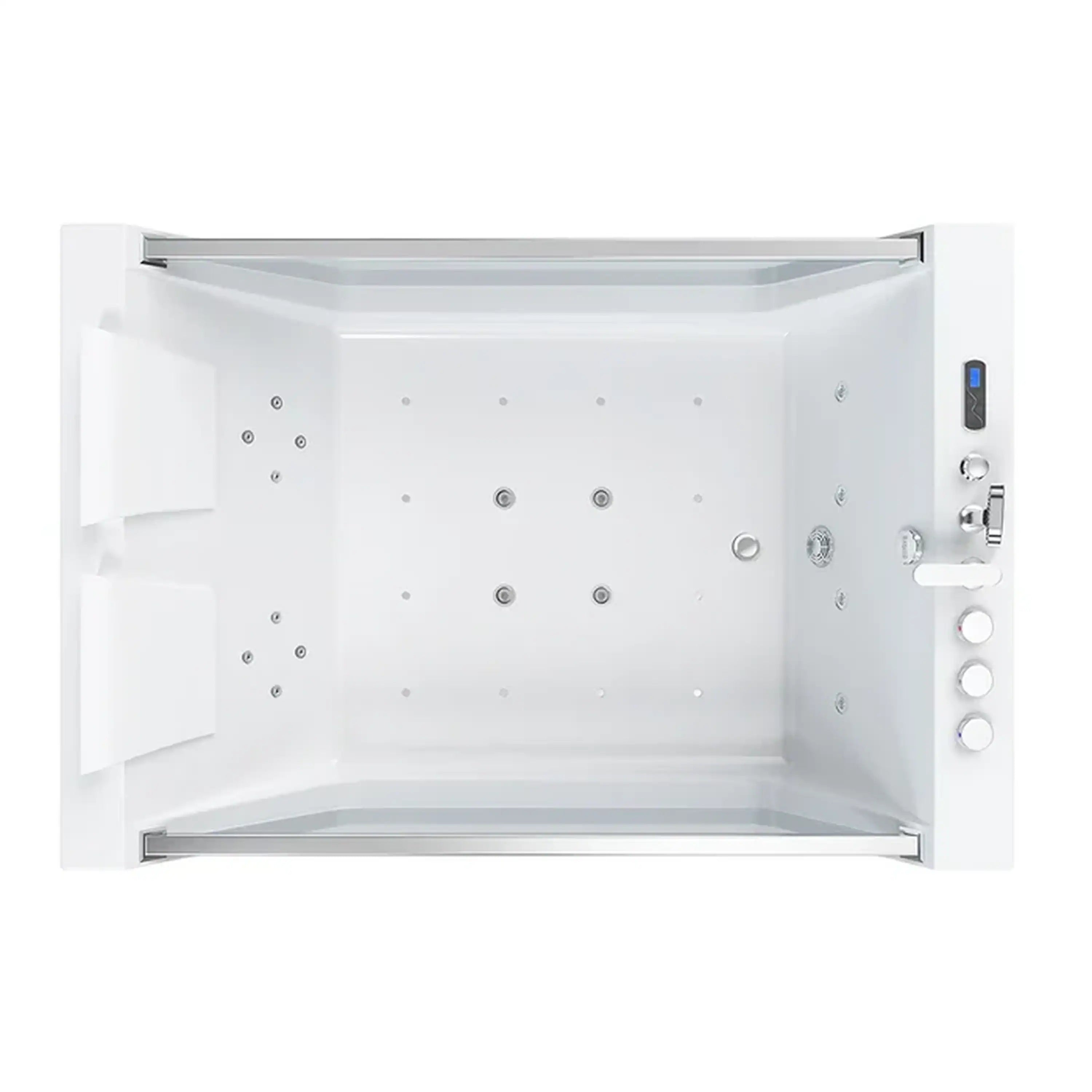 Empava 71-Inch Freestanding Combo Massage Whirlpool Inline Heater 2-Person Bathtub with Dual Glass Design (EMPV-71PRO01)