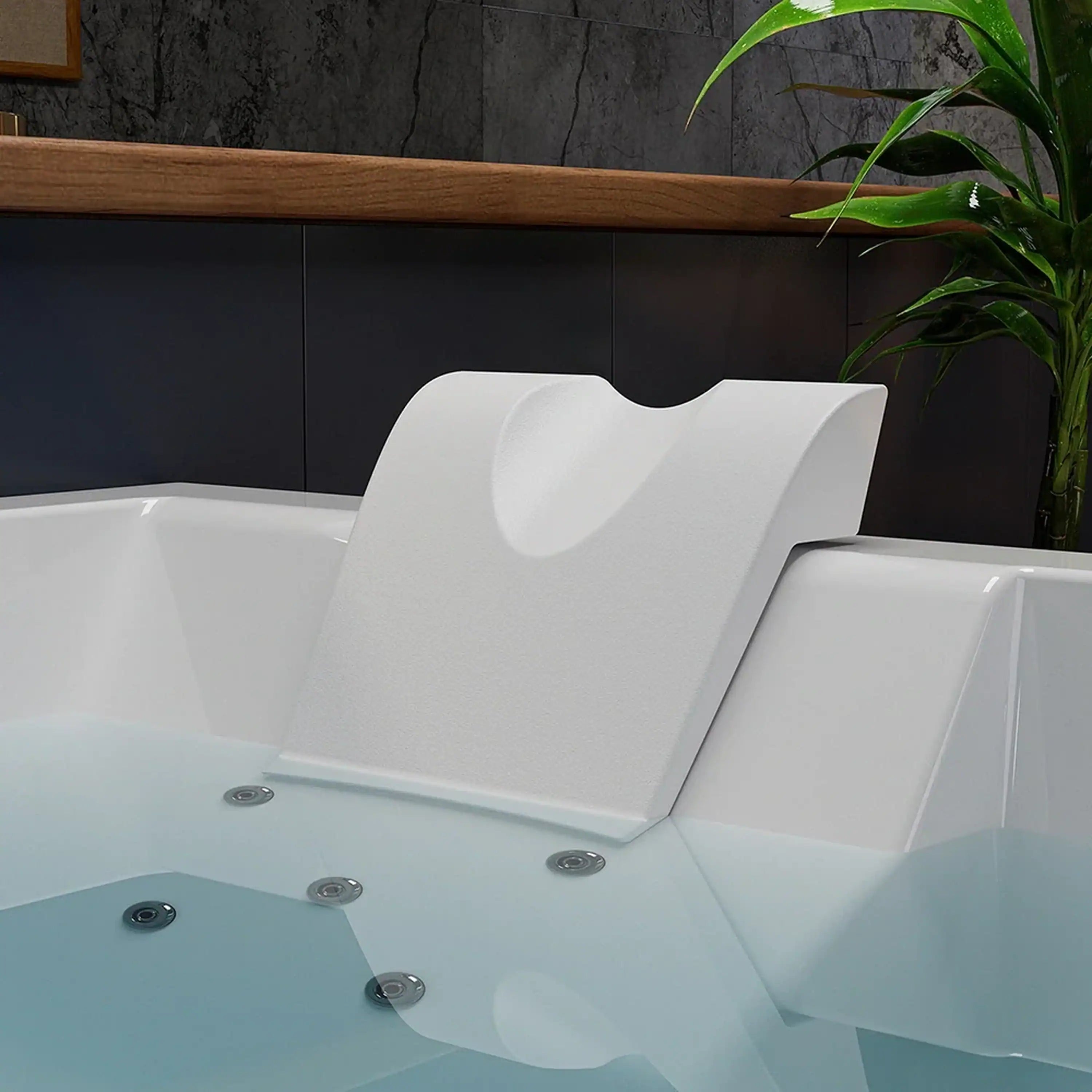 Empava 71-Inch Alcove Inline Heater Combo Massage Whirlpool 2-Person Tub with Waterfall (EMPV-71PRO02)