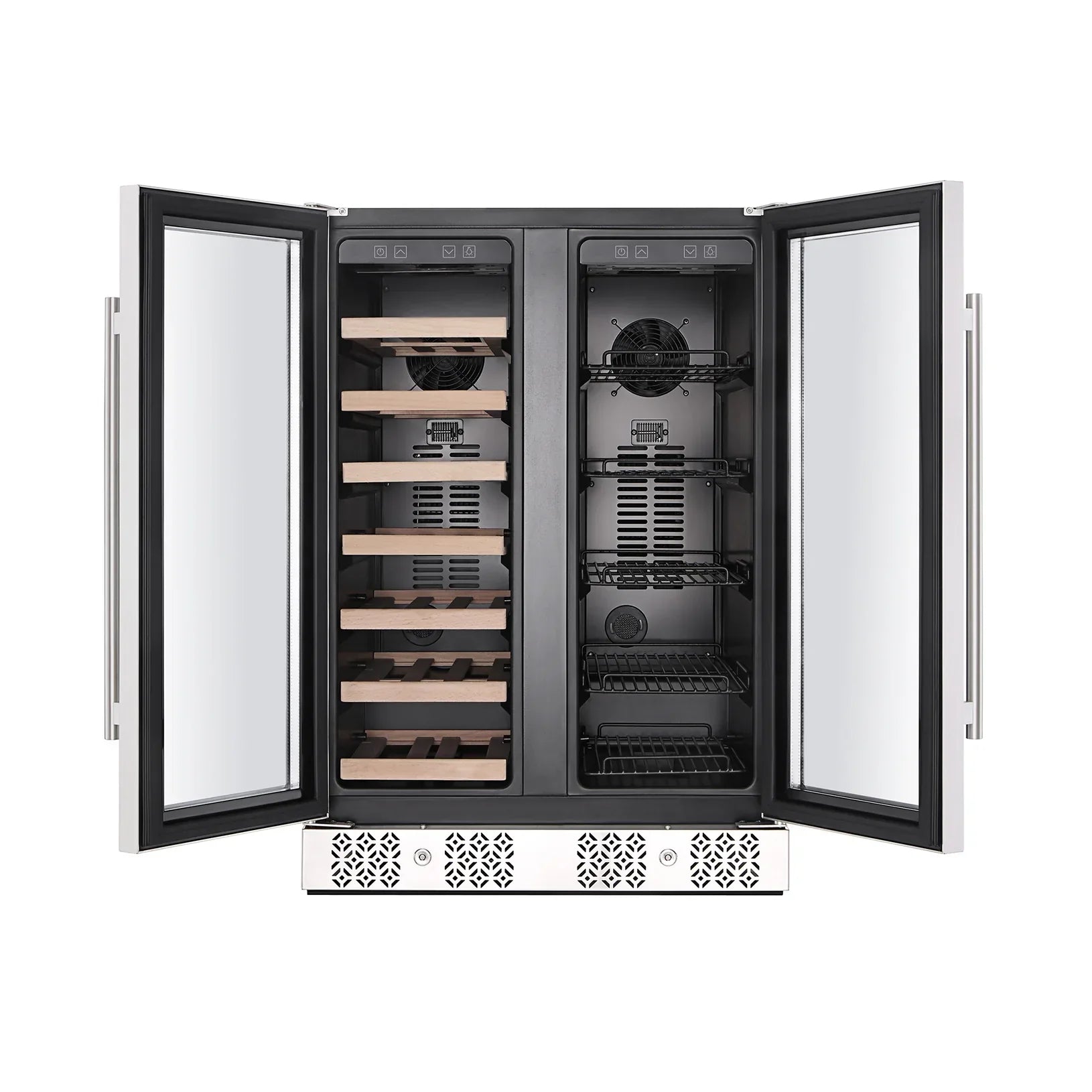 Empava 24-Inch Dual Zone Freestanding Built-In Wine Cooler and Beverage Fridge in Stainless Steel with Glass door (EMPV-BR03D)