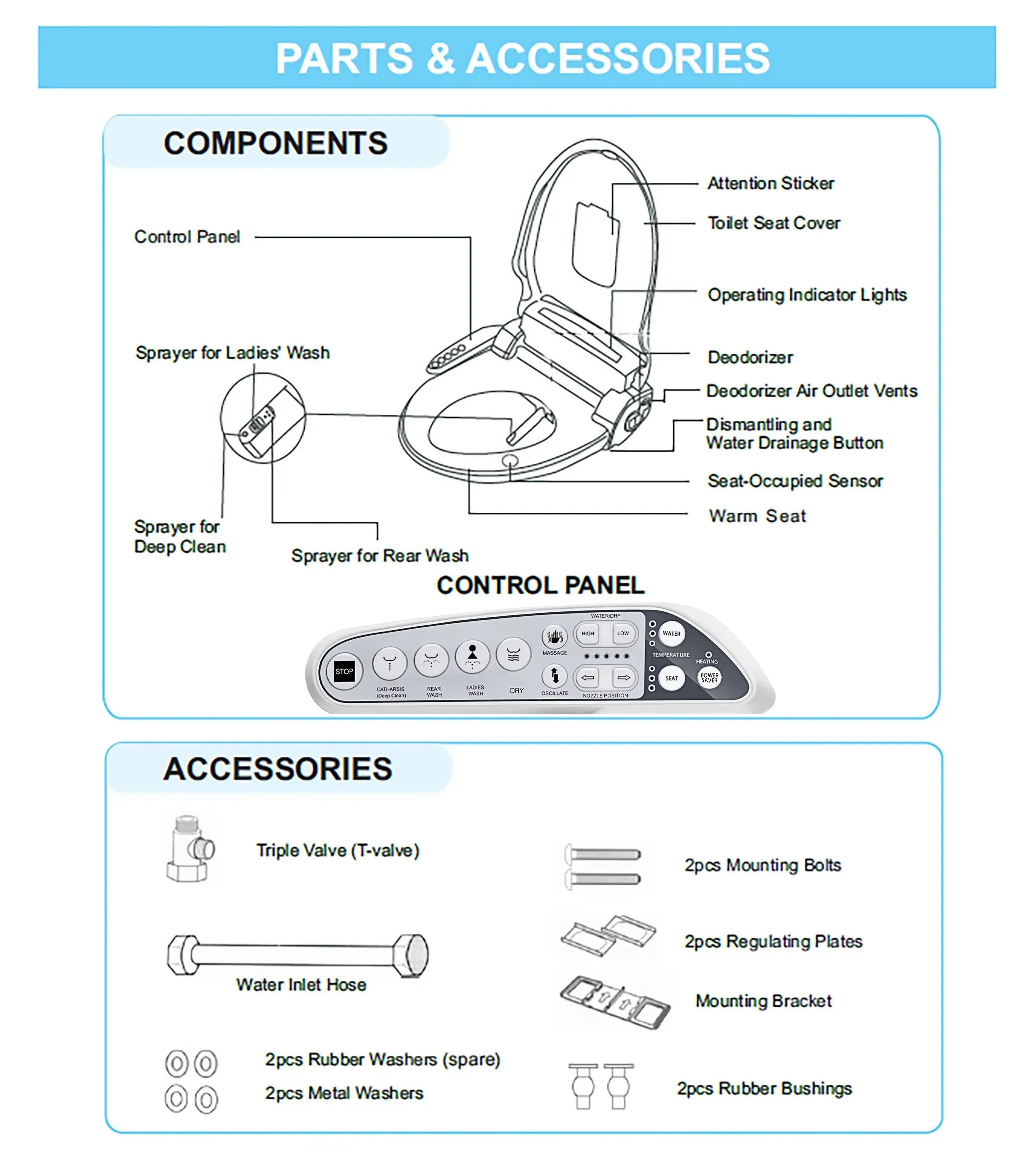 Empava Electric Bidet Seats for Elongated Toilets (EMPV-EB990)