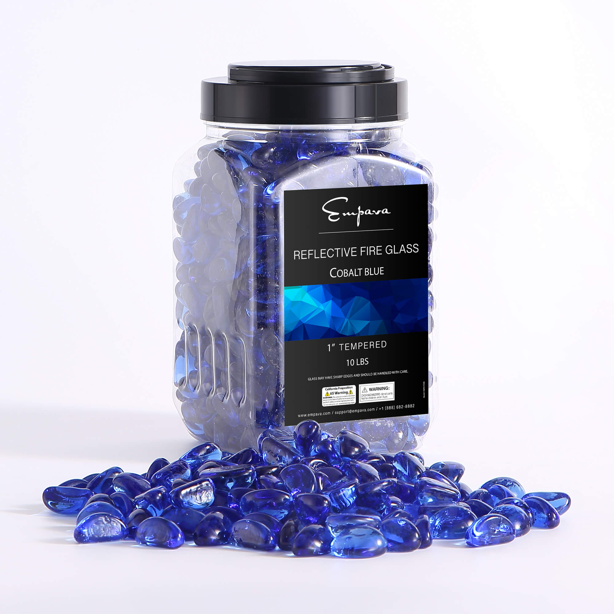 Empava Tempered Fire Glass Cashews in Cobalt Blue (EMPV-FG86)