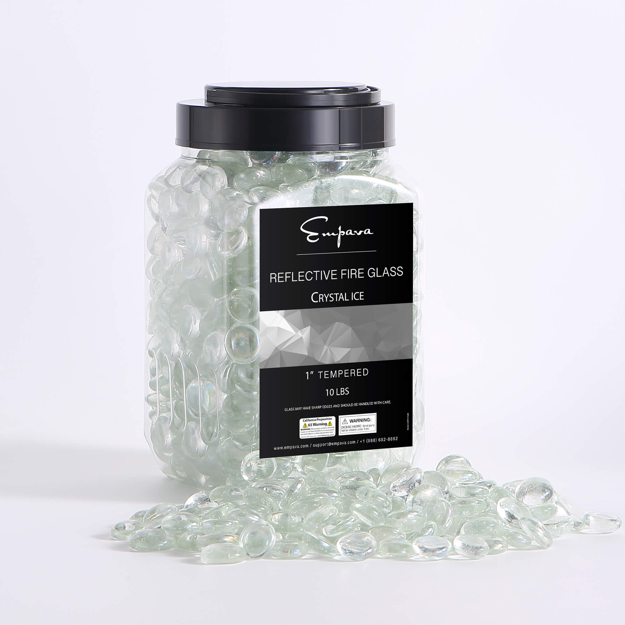 Empava Tempered Fire Glass Beads in Crystal Ice (EMPV-FG88)