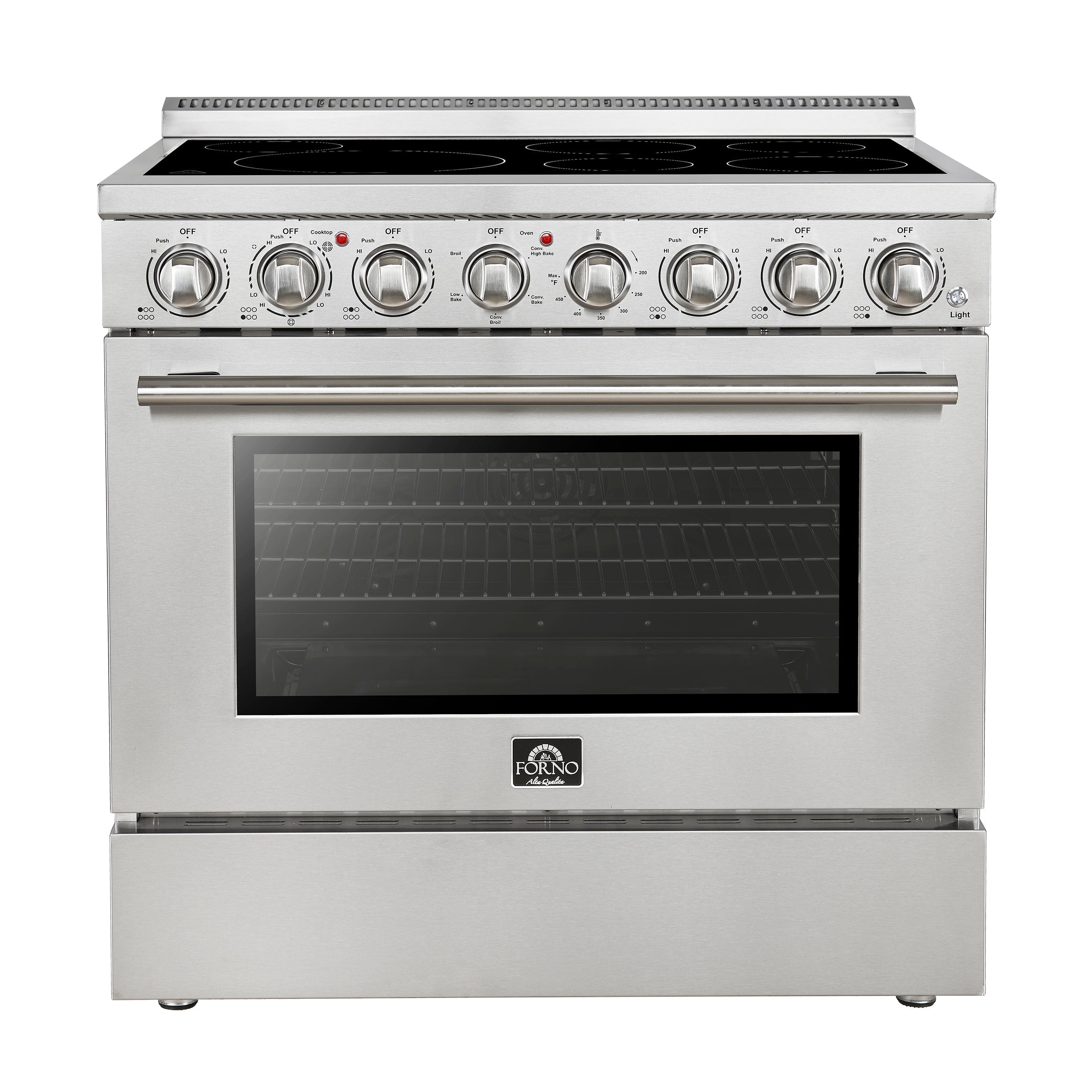Forno Paolo 36-Inch Freestanding Electric Range with 5.44 cu. ft. True Convection Oven, Stainless Steel (Model FFSEL6011-36)