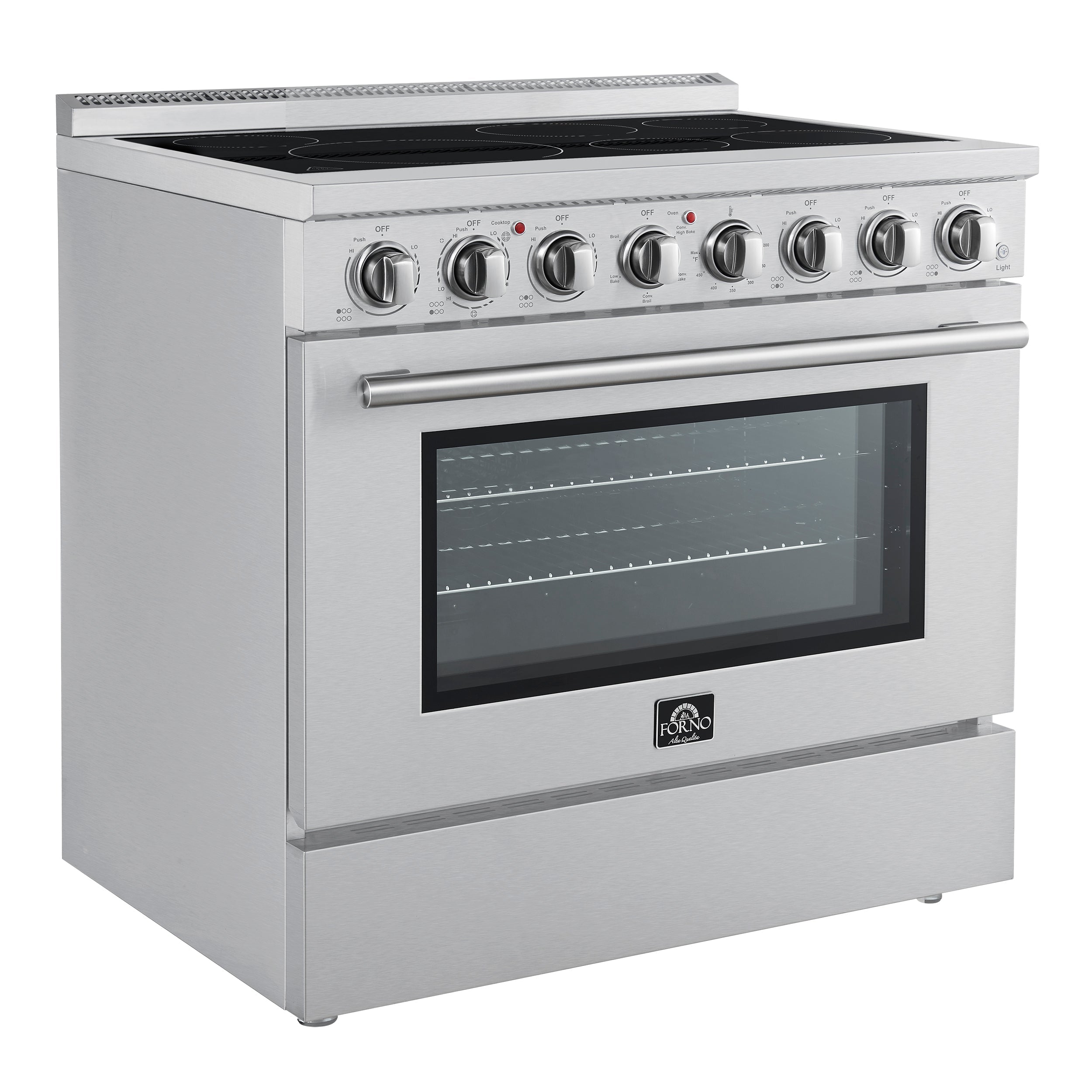 Forno Paolo 36-Inch Freestanding Electric Range with 5.44 cu. ft. True Convection Oven, Stainless Steel (Model FFSEL6011-36)