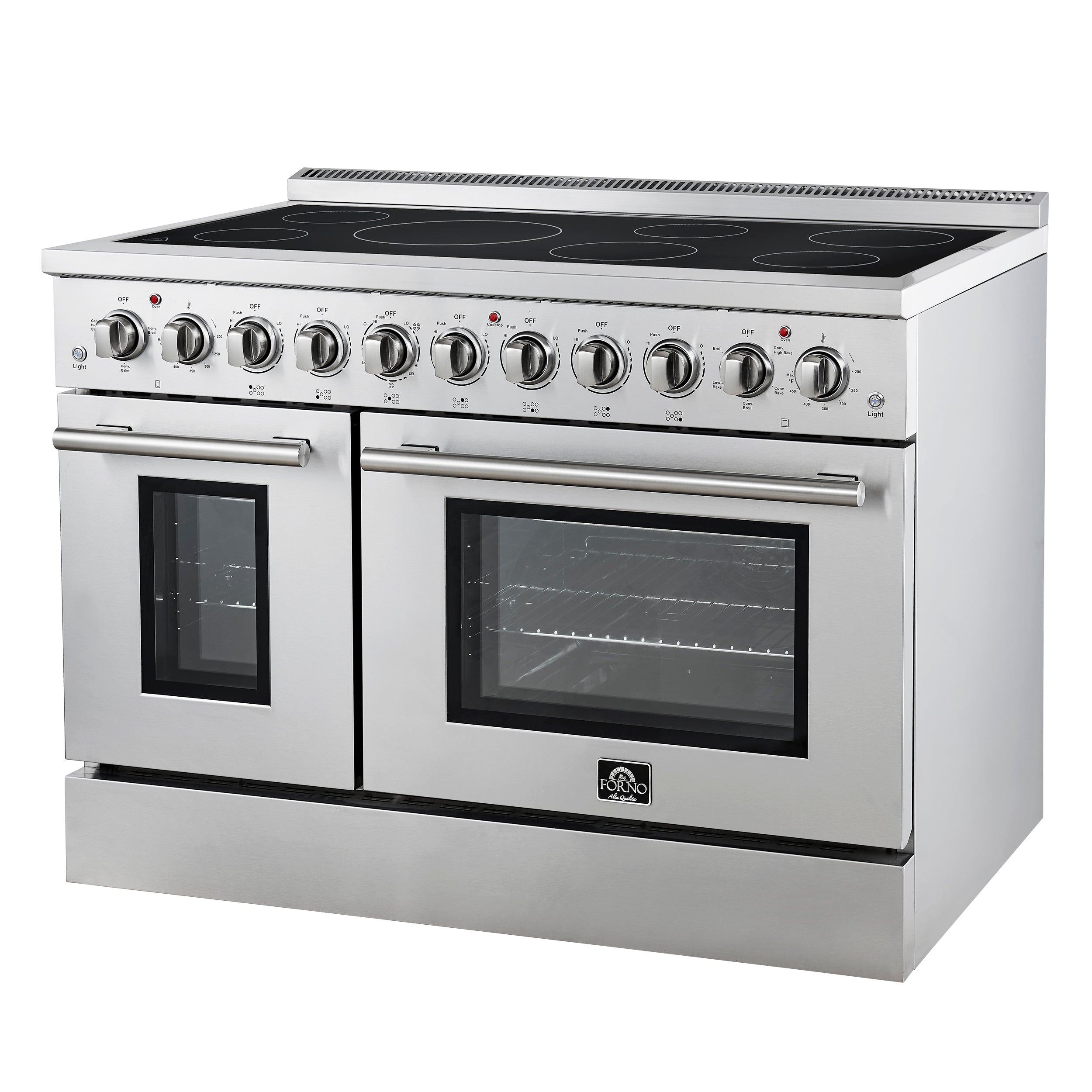 Forno Paolo 48-Inch Freestanding Electric Range with True Convection Oven, 6.7 cu. ft., Stainless Steel (Model FFSEL6011-48)