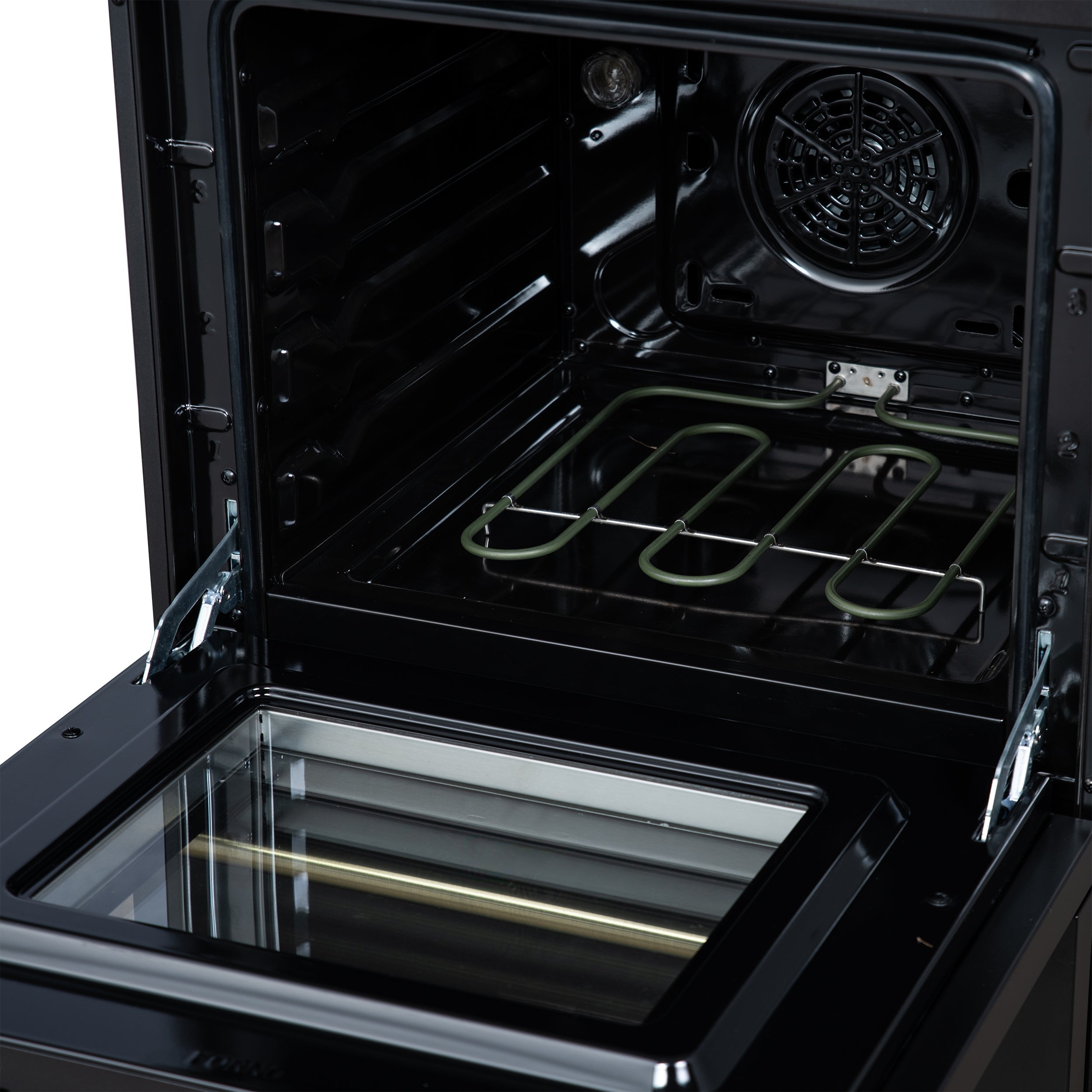 Forno Loiano 24 in. Freestanding Electric Range, 2.3 cu. ft., 4 Radiant Elements, Storage Drawer, Air Fryer Kit, Black with Antique Brass Accents (FFSEL6069-24BLK)