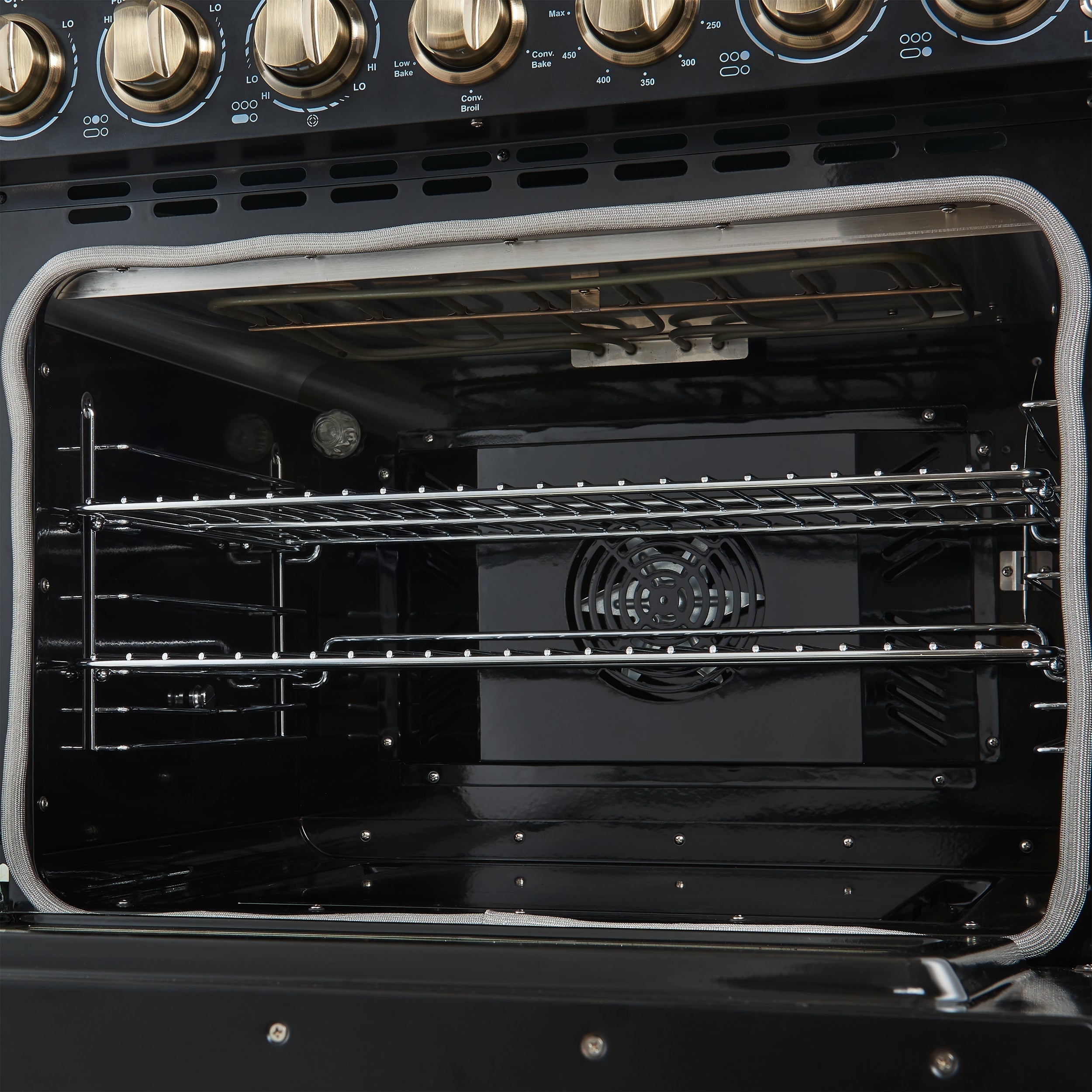 Forno Paolo 30-Inch Freestanding Electric Range, 4.38 cu. ft. Oven Capacity, Black with Antique Brass Handles (Model FFSEL6011-30BLK)