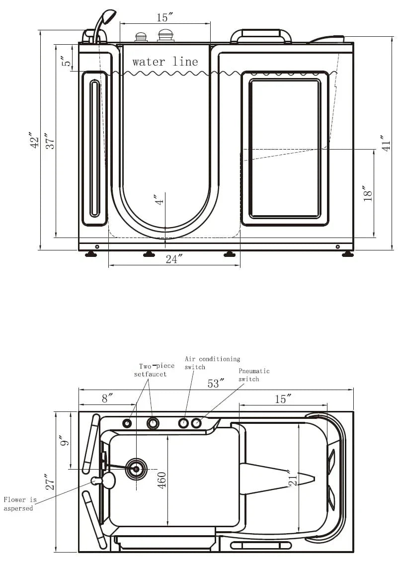Empava 53-Inch Walk-in Whirlpool Bathtub (EMPV-53WIT02)