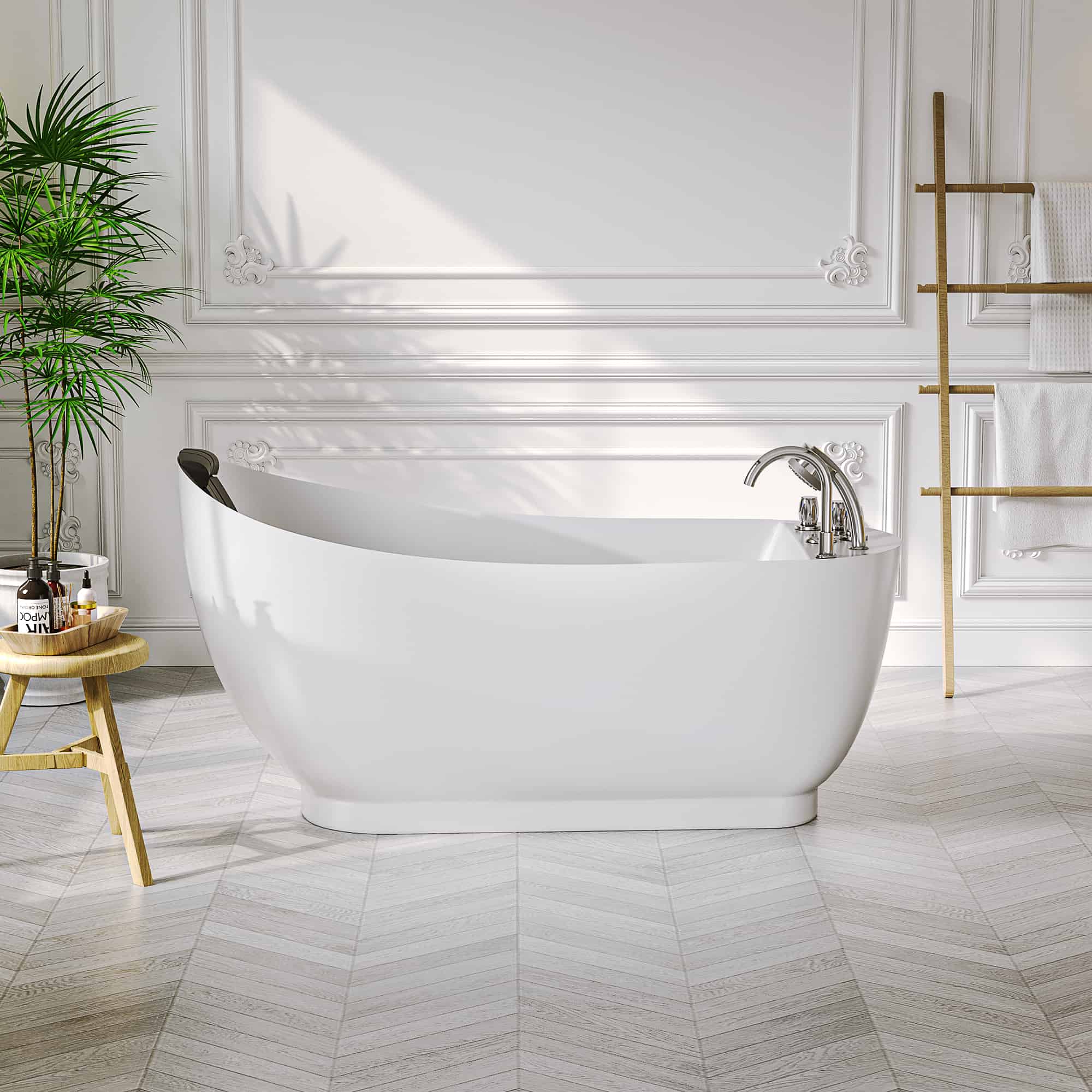 Empava 59-Inch Whirlpool Freestanding Acrylic Bathtub (EMPV-59AIS04)