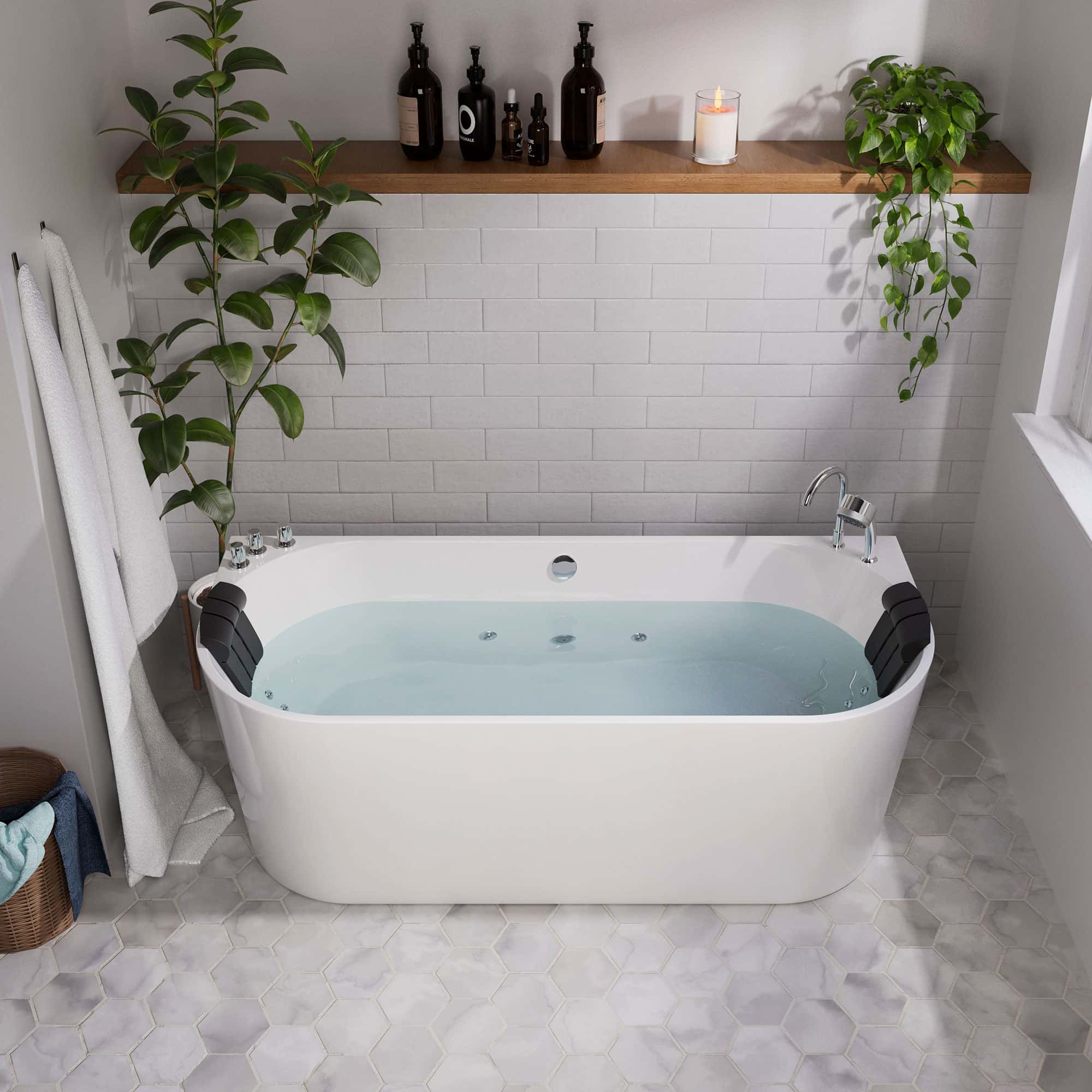Empava 59-Inch Whirlpool Acrylic Alcove Bathtub (EMPV-59AIS06)