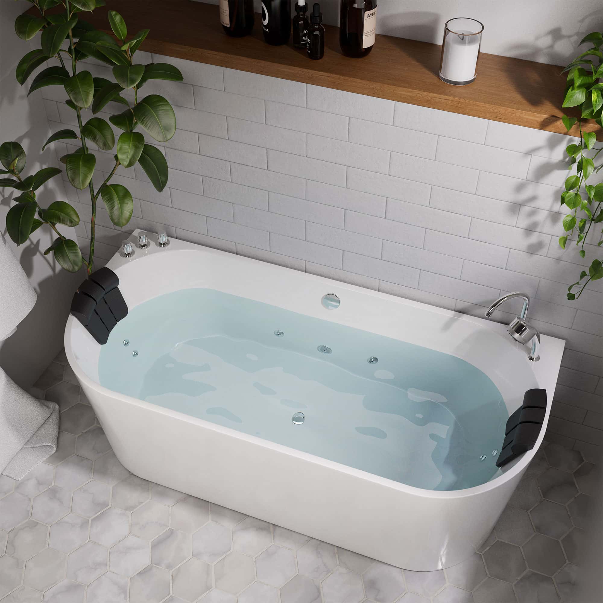 Empava 59-Inch Whirlpool Acrylic Alcove Bathtub (EMPV-59AIS06)