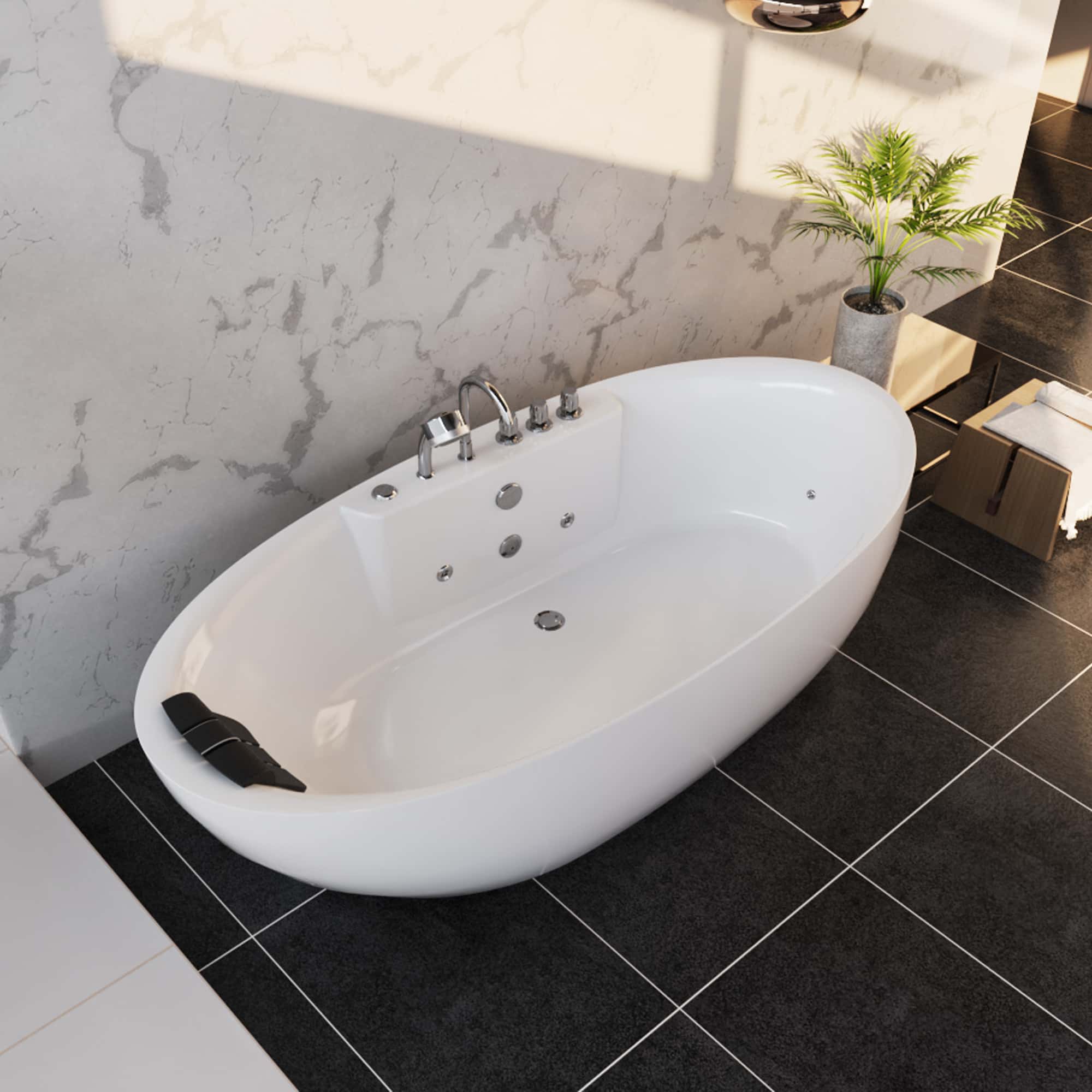 Empava 59-Inch Whirlpool Freestanding Acrylic Bathtub (EMPV-59AIS12)