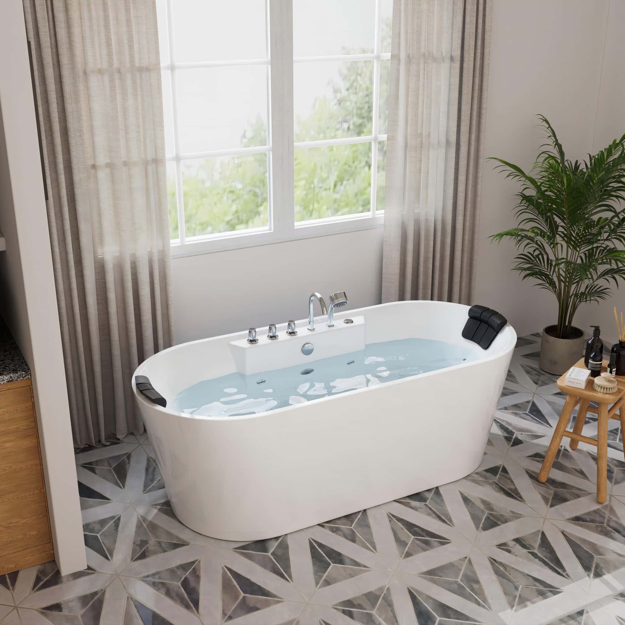 Empava 67-Inch Whirlpool Acrylic Freestanding Bathtub (EMPV-67AIS01)