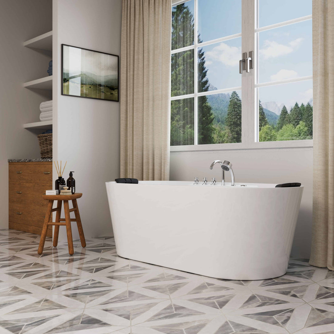Empava 67-Inch Whirlpool Acrylic Freestanding Bathtub (EMPV-67AIS01)