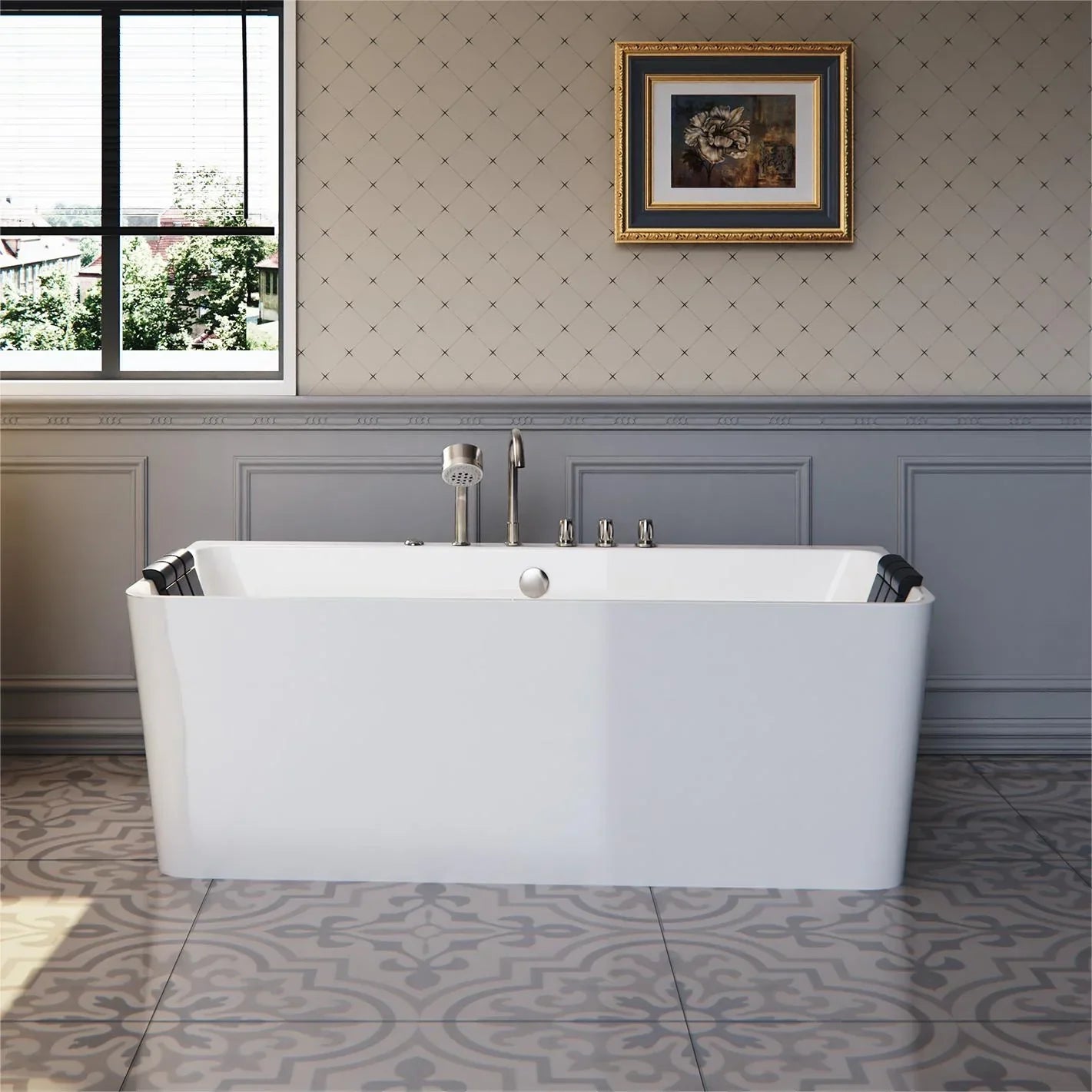 Empava 67-Inch Whirlpool Freestanding Acrylic Bathtub (EMPV-67AIS03)