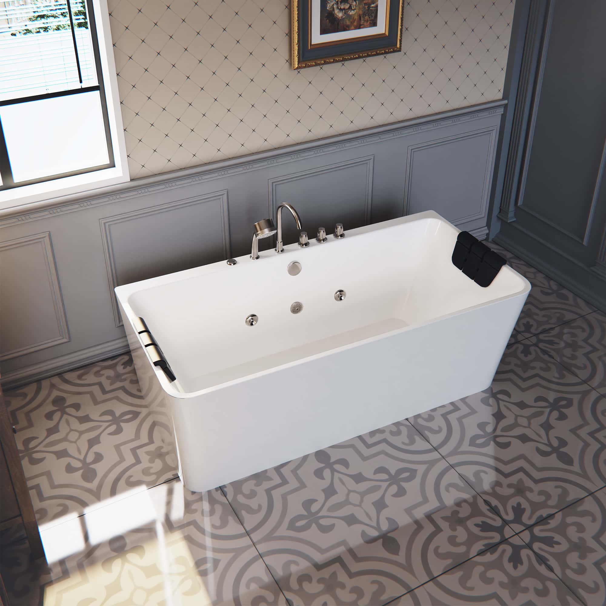 Empava 67-Inch Whirlpool Freestanding Acrylic Bathtub (EMPV-67AIS03)