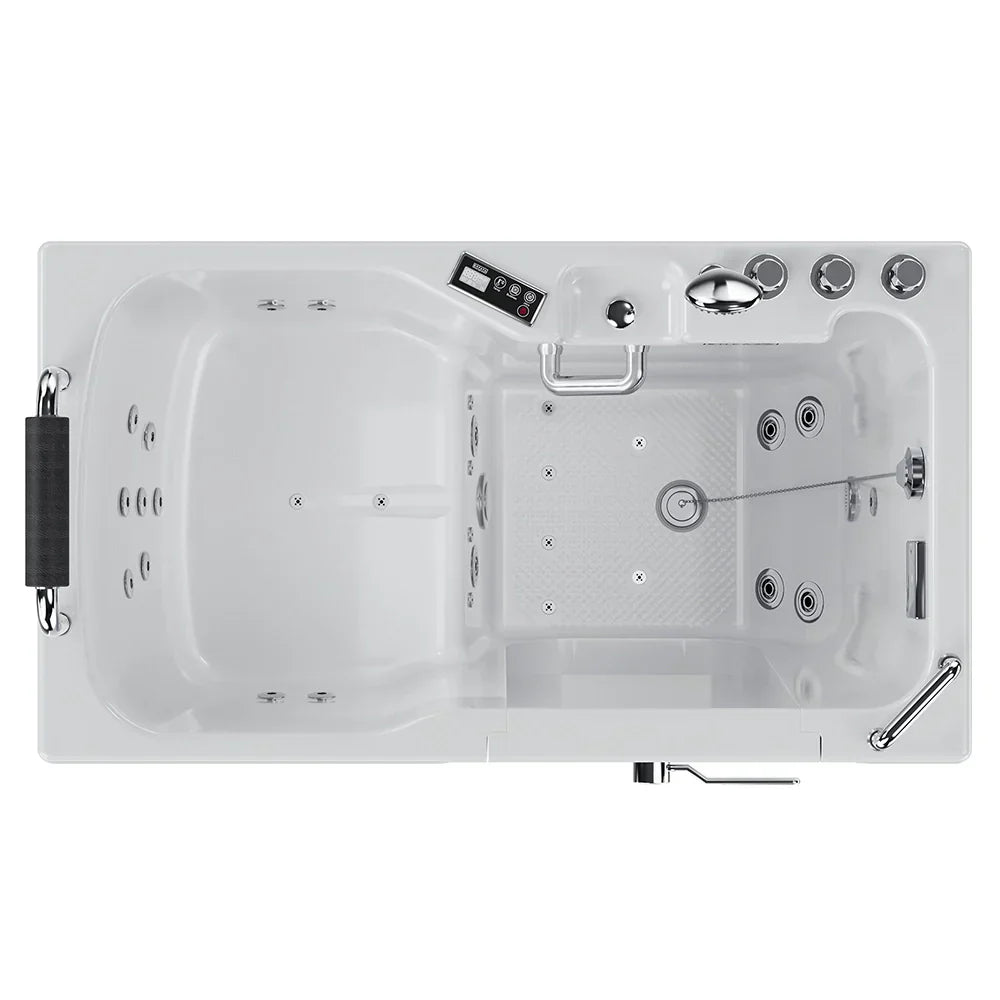Empava 54-Inch Alcove Inline Heater Whirlpool Walk-in Tub 2.0 Upgraded with Right Drain (EMPV-54WIT08)