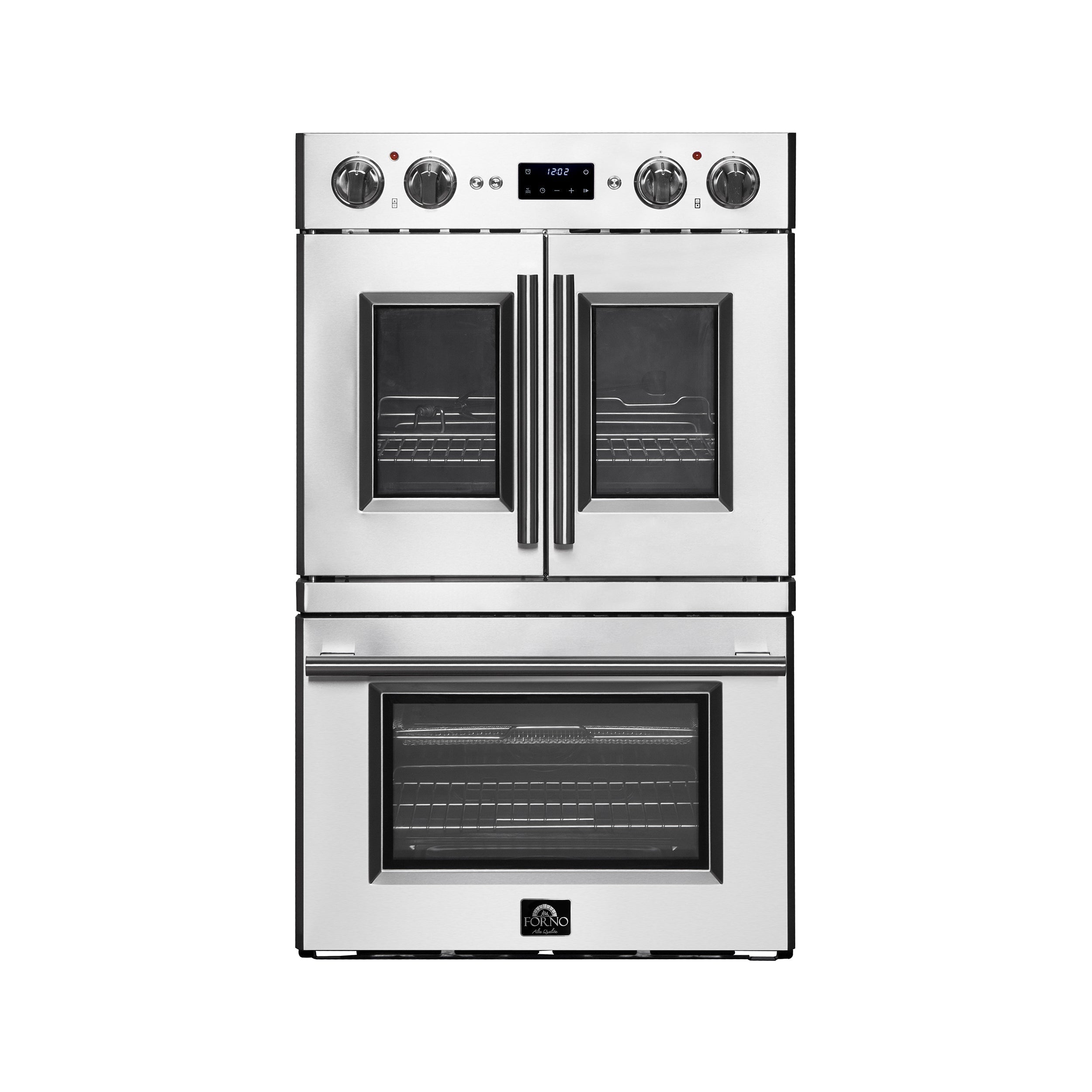 FORNO Gallico 30-Inch French Door Double Electric Wall Oven, 7.36 Cu. Ft., Air Fry, Self-Clean, Sous Vide, Telescopic Racks, Model FBOEL1388-30