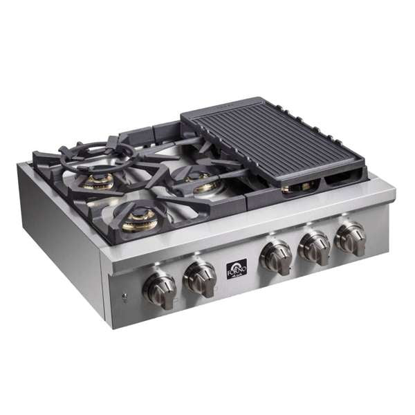 FORNO Spezia 30-Inch Gas Rangetop with 5 Sealed Burners, Stainless Steel (Model FCTGS5751-30)