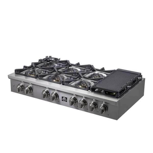 Forno Spezia 48-Inch Gas Rangetop with 8 Sealed Burners, Stainless Steel (Model FCTGS5751-48)