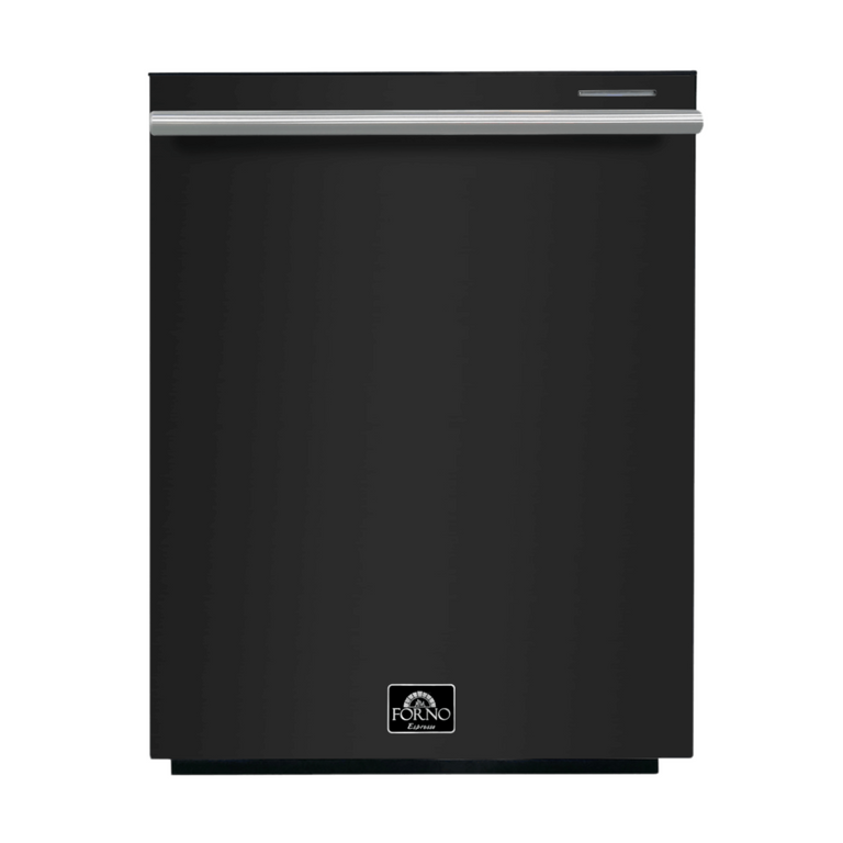 FORNO Espresso Package - 30" Electric Range, Range Hood, Refrigerator and Dishwasher in Black with Stainless Steel Handles, FBDL-006-02US
