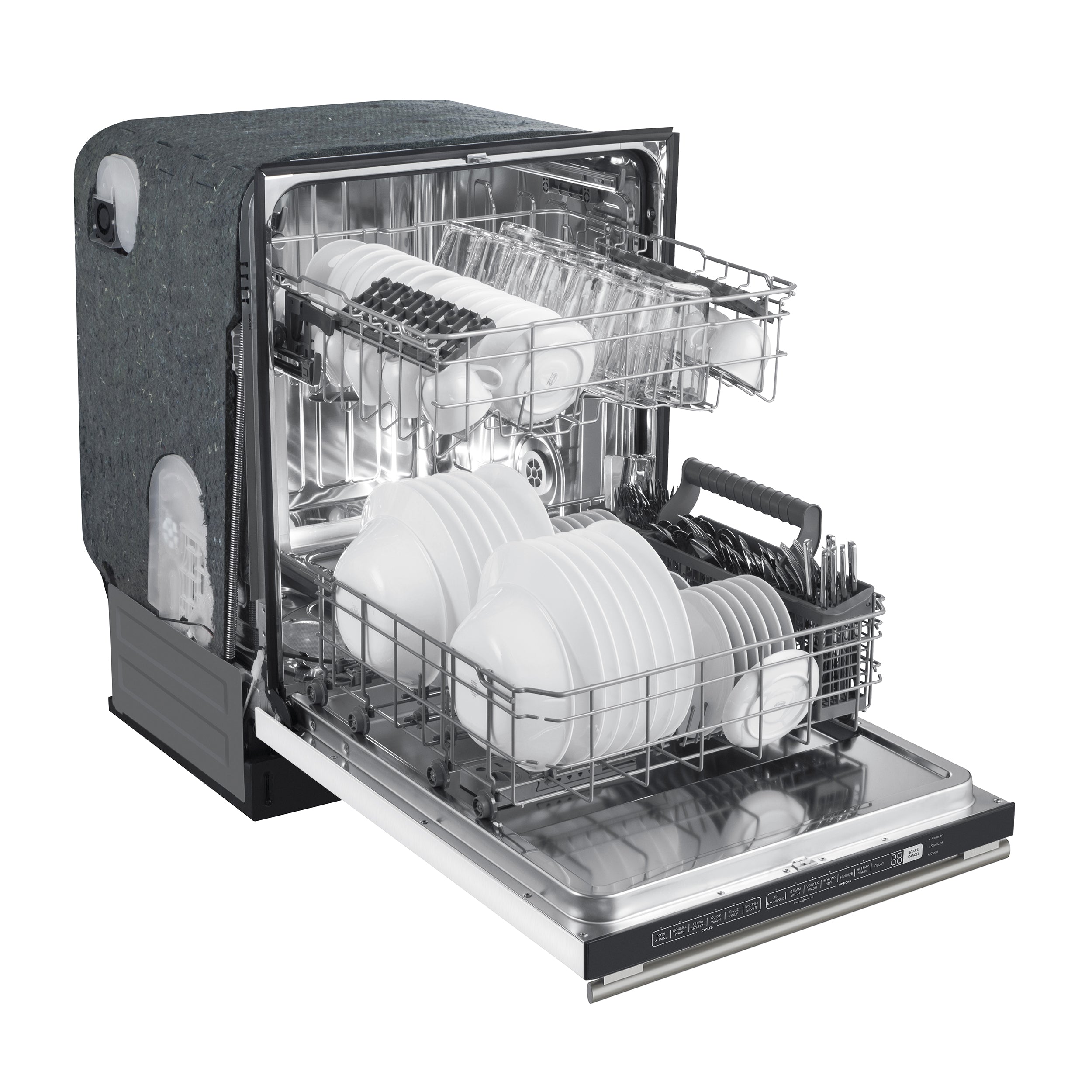 FORNO Pozzo 24-Inch Built-In Dishwasher, White with Antique Brass Handles (Model FDWBI8067-24WHT)