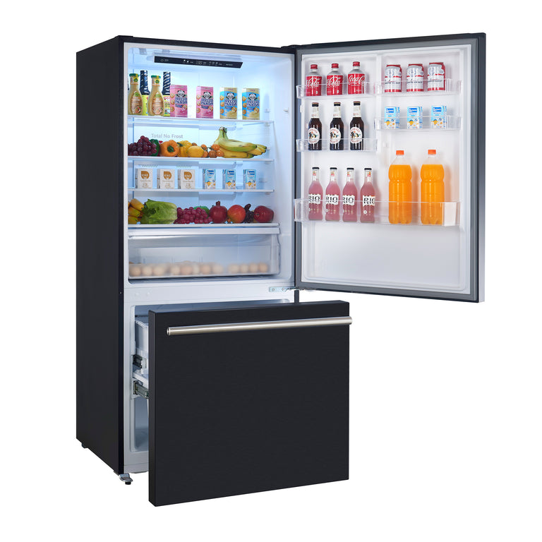 FORNO Espresso Package - 30" Electric Range, Refrigerator and Dishwasher in Black with Stainless Steel Handles