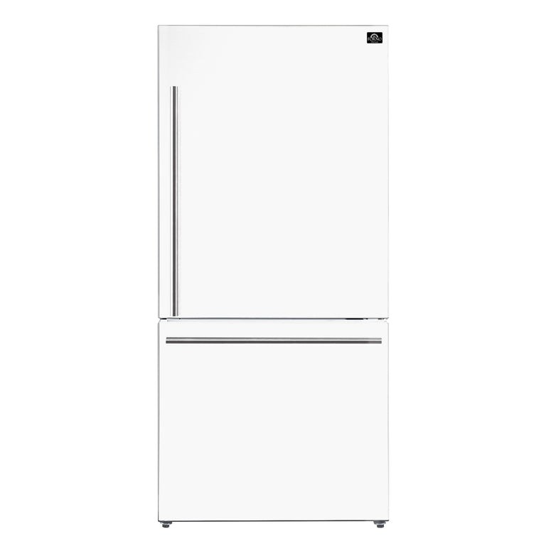 FORNO Espresso Package - 30" Electric Range and Refrigerator in White with Stainless Steel Handles, FBDL-003-03US