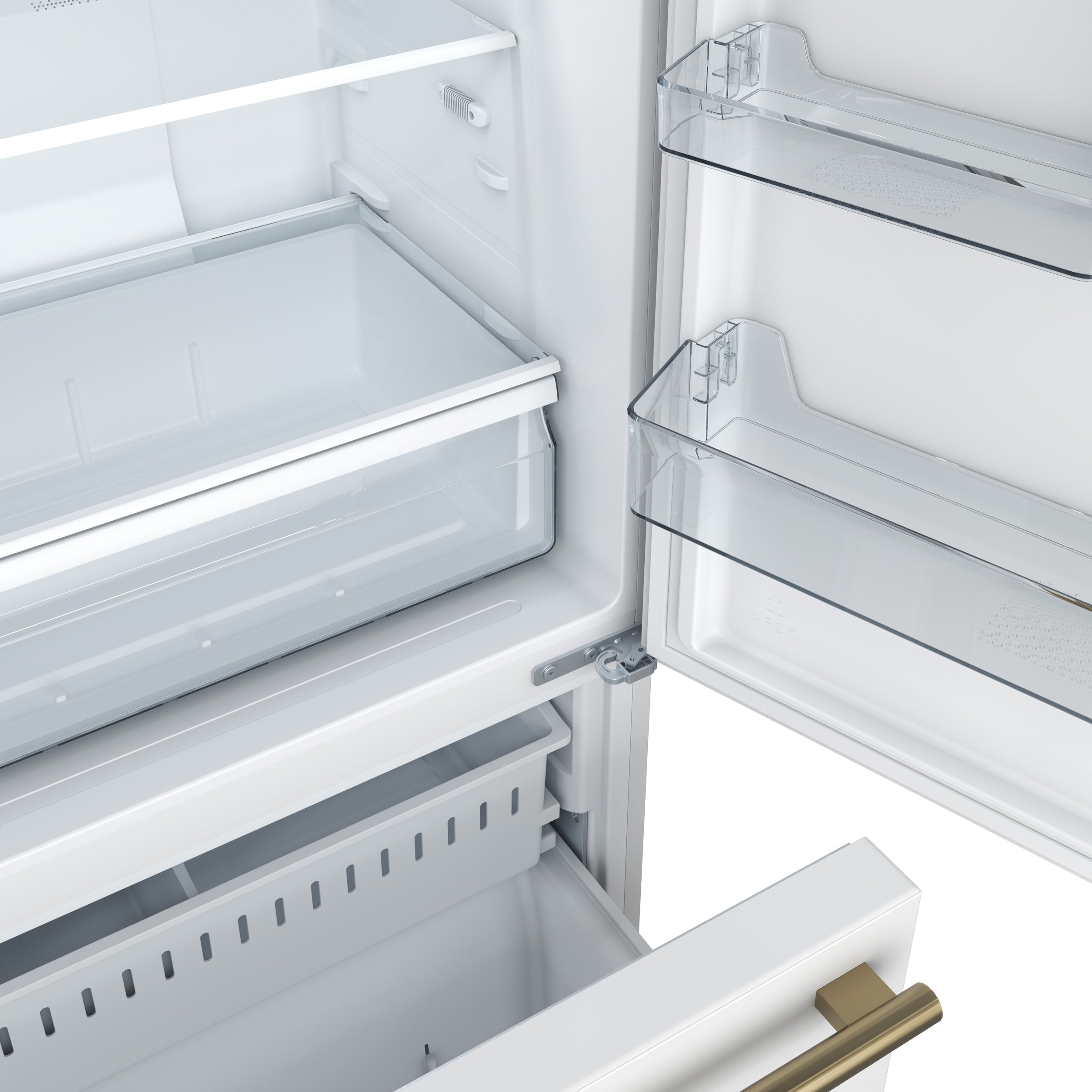Forno Espresso Milano 31-Inch French Door Refrigerator with Bottom Freezer, 17.2 cu ft, Right-Hinged, White, Includes Antique Brass Handles (Model FFFFD1785-31WHT)
