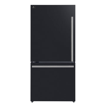 FORNO Espresso Milano 31-Inch Counter-Depth Refrigerator with Bottom Freezer, 17.2 cu. ft., Left-Hinged Door, Ice Maker, Black with Stainless Steel Handles (Model FFFFD1786-31BLK)