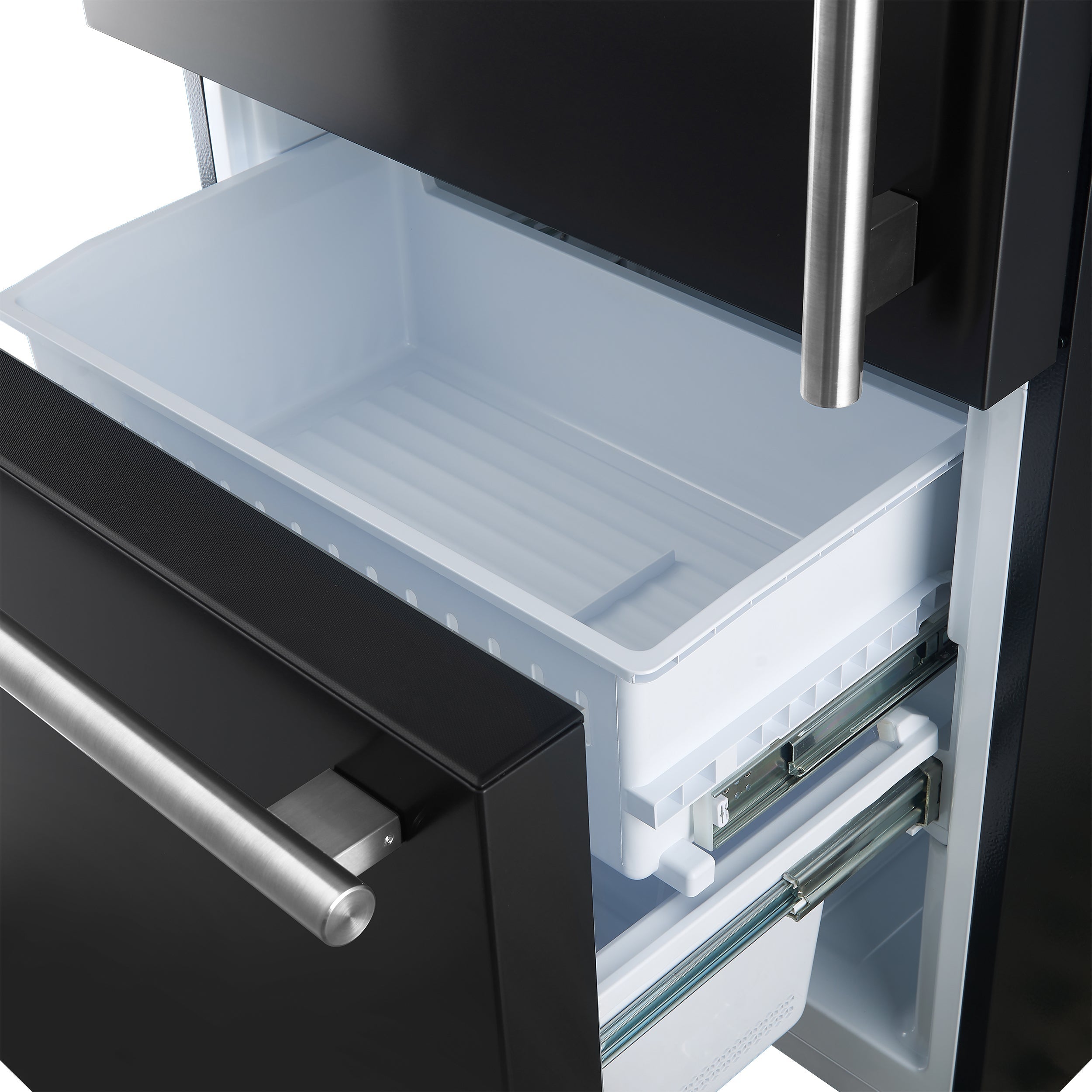 FORNO Milano 62" Side-by-Side Refrigerator, 34.4 cu ft, Ice Maker, Black with Stainless Steel Accents (FFFFD1787-60BLK)