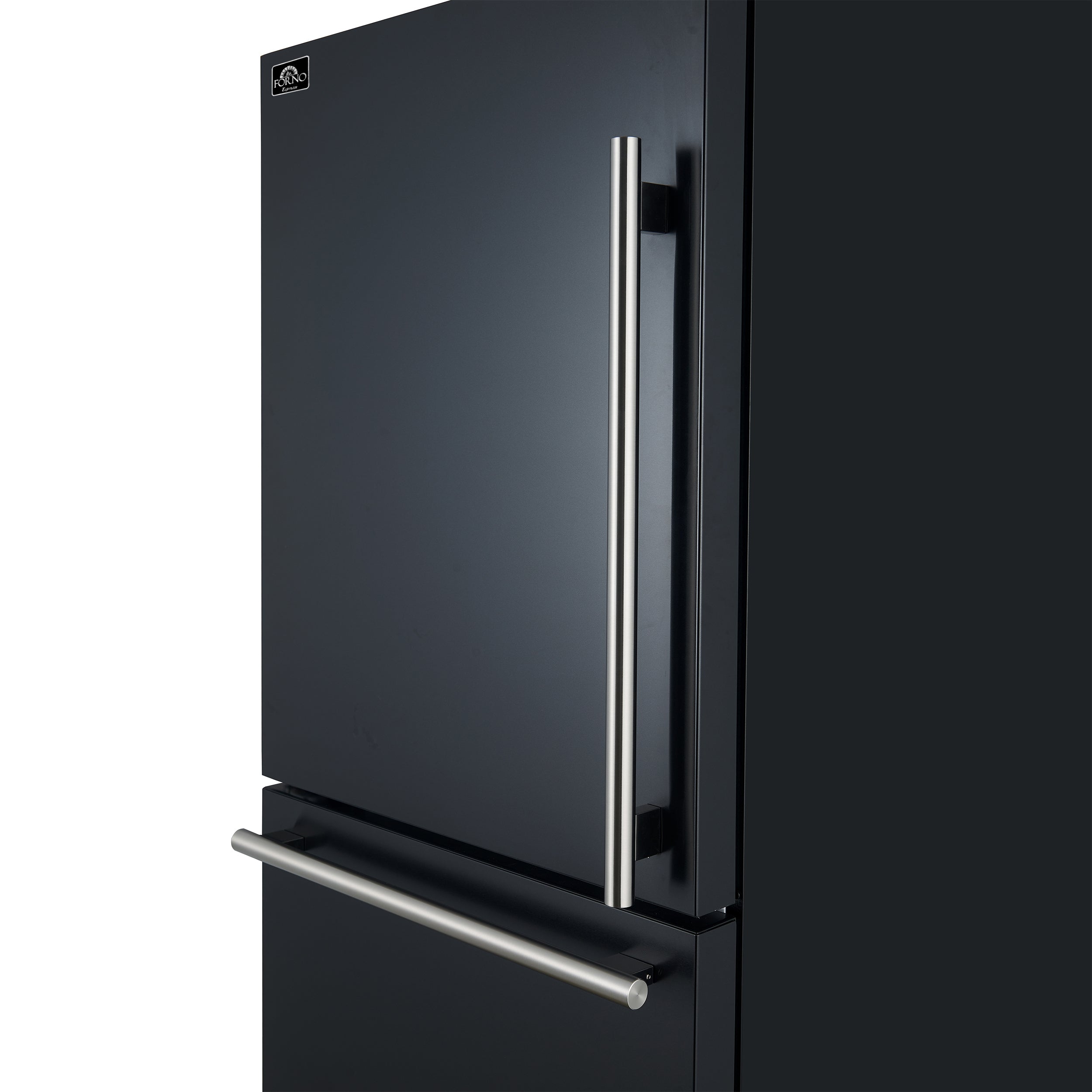 FORNO Milano 62" Side-by-Side Refrigerator, 34.4 cu ft, Ice Maker, Black with Stainless Steel Accents (FFFFD1787-60BLK)