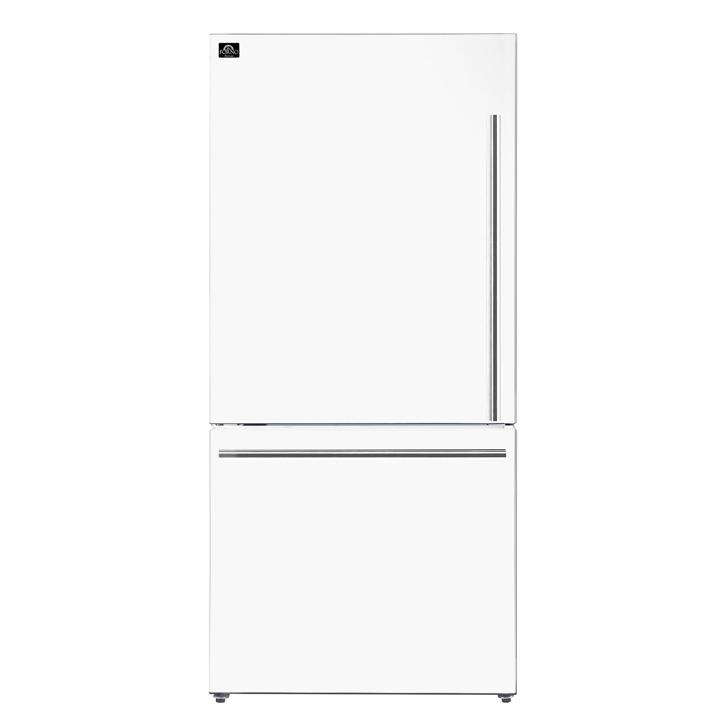 Forno Espresso Milano 31 in French Door Refrigerator with Bottom Freezer, 17.2 cu ft, Left Swing, Ice Maker, White Finish, Includes Stainless Steel Handles (Model FFFFD1786-31WHT)