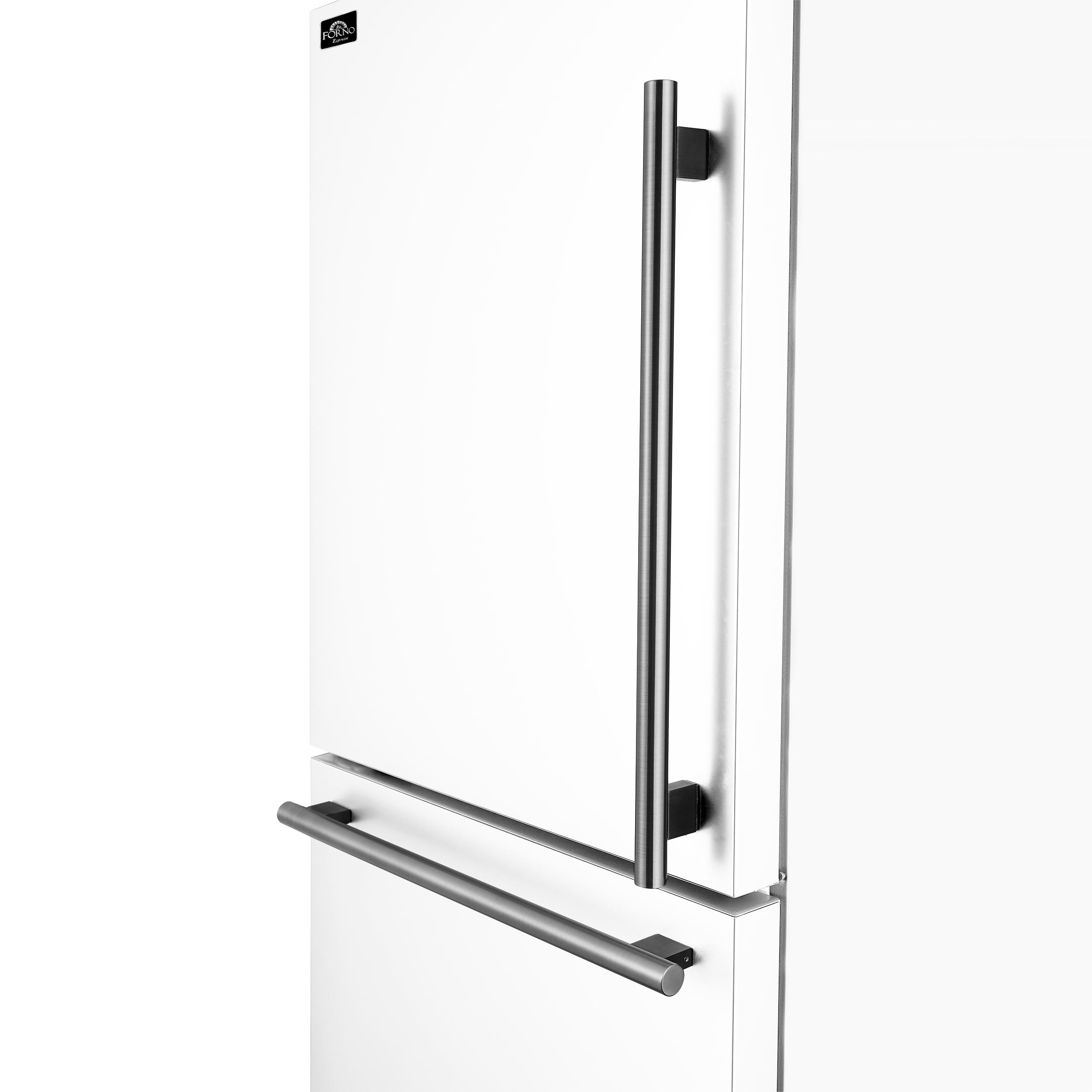 Forno Espresso Milano 31 in French Door Refrigerator with Bottom Freezer, 17.2 cu ft, Left Swing, Ice Maker, White Finish, Includes Stainless Steel Handles (Model FFFFD1786-31WHT)