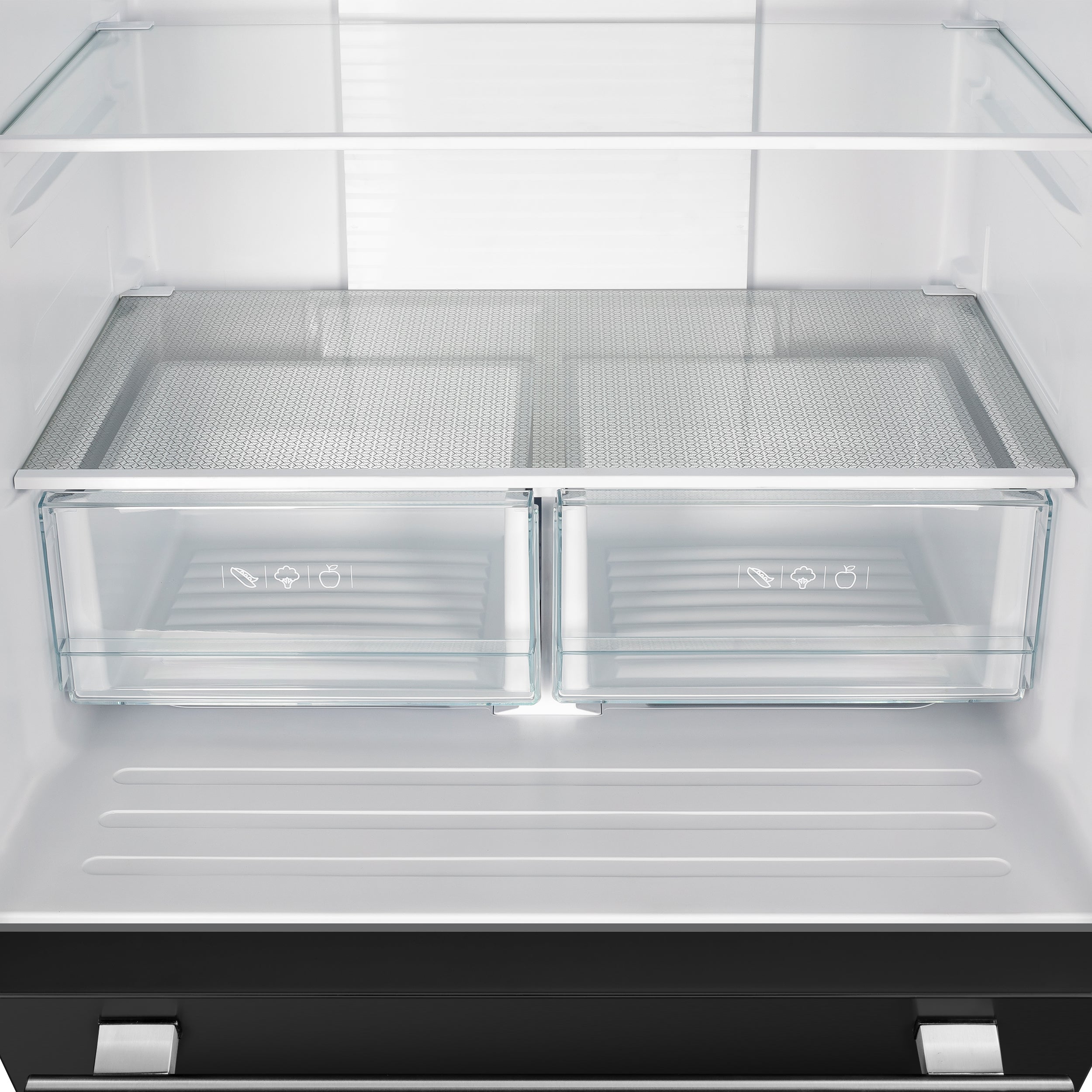 Forno Gallipoli 30-Inch French Door Refrigerator, 17.5 cu. ft., Black, with Ice Maker and Stainless Steel Handles (Model FFFFD1974-31BLK)