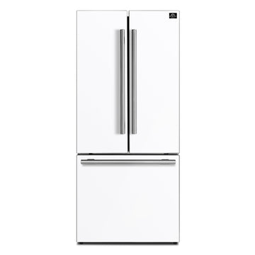 FORNO Gallipoli 30-Inch French Door Refrigerator, 17.5 cu ft, White, Ice Maker, Stainless Steel Handles (Model FFFFD1974-31WHT)