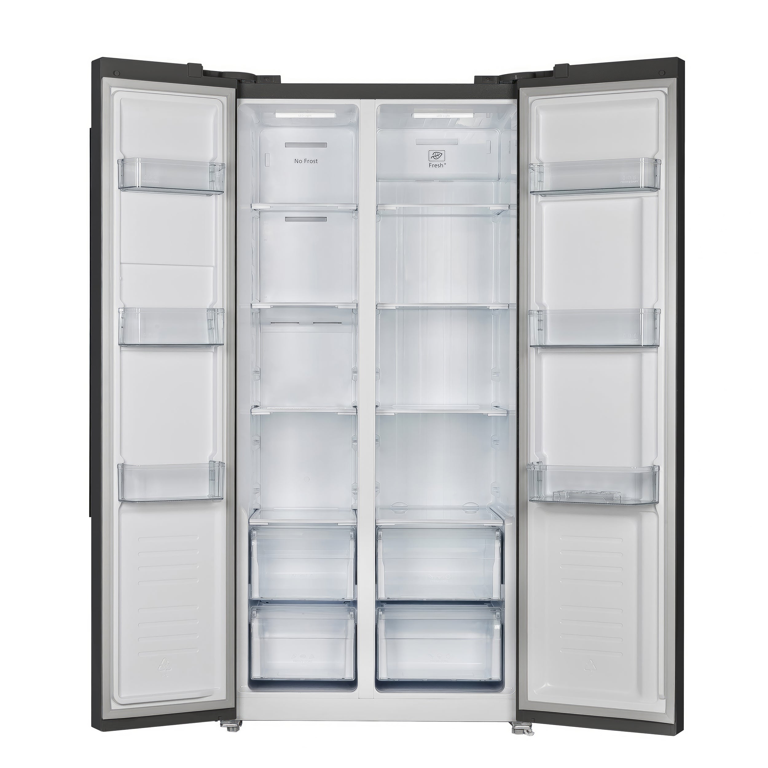 FORNO Salerno 33-Inch French Door Refrigerator, 15.6 Cu. Ft., Black with Stainless Steel Handles (Model FFRBI1805-33BLK)