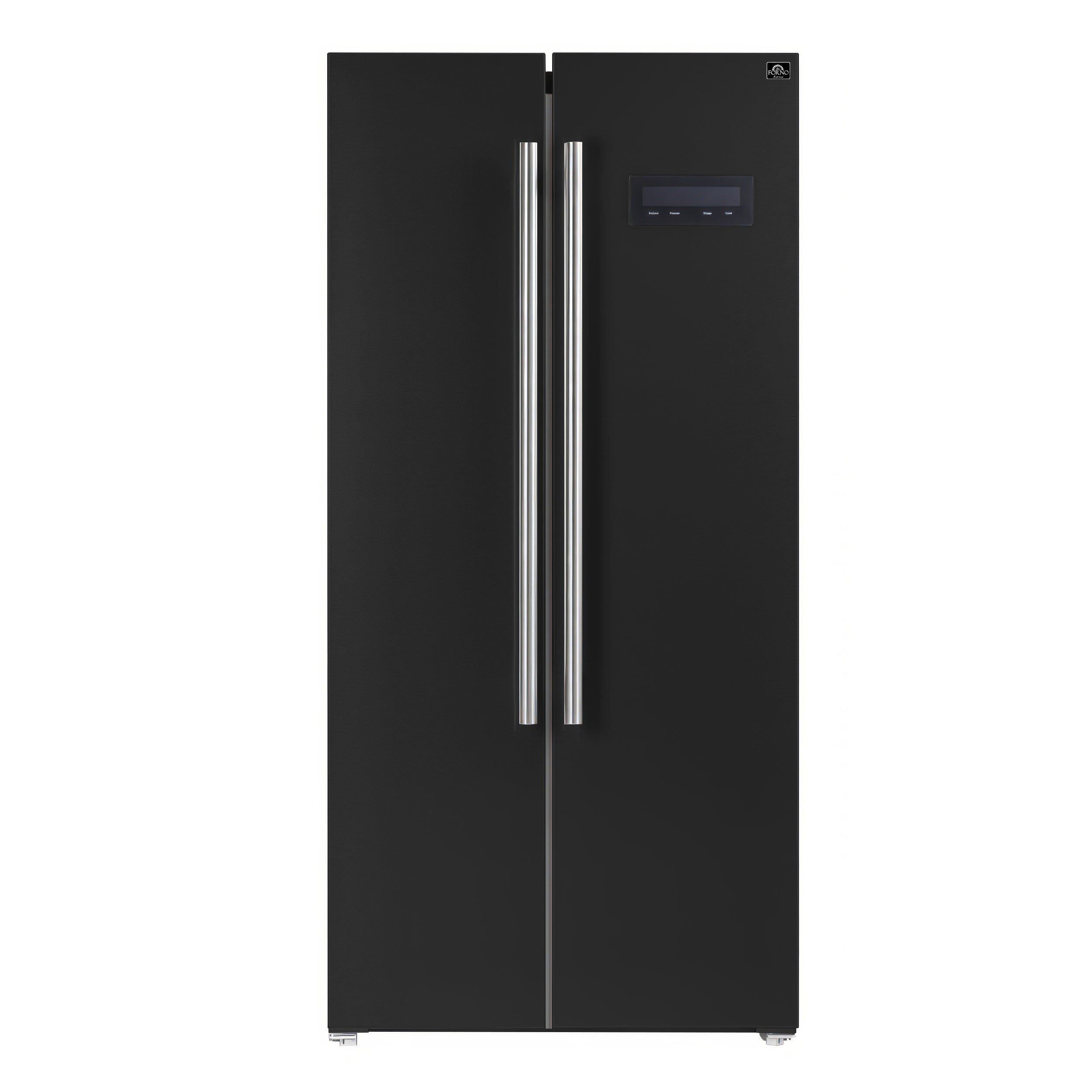 FORNO Salerno 33-Inch French Door Refrigerator, 15.6 Cu. Ft., Black with Stainless Steel Handles (Model FFRBI1805-33BLK)