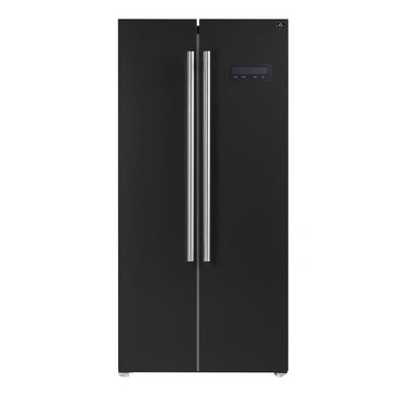 FORNO Salerno 33-Inch French Door Refrigerator, 15.6 Cu. Ft., Black with Stainless Steel Handles (Model FFRBI1805-33BLK)