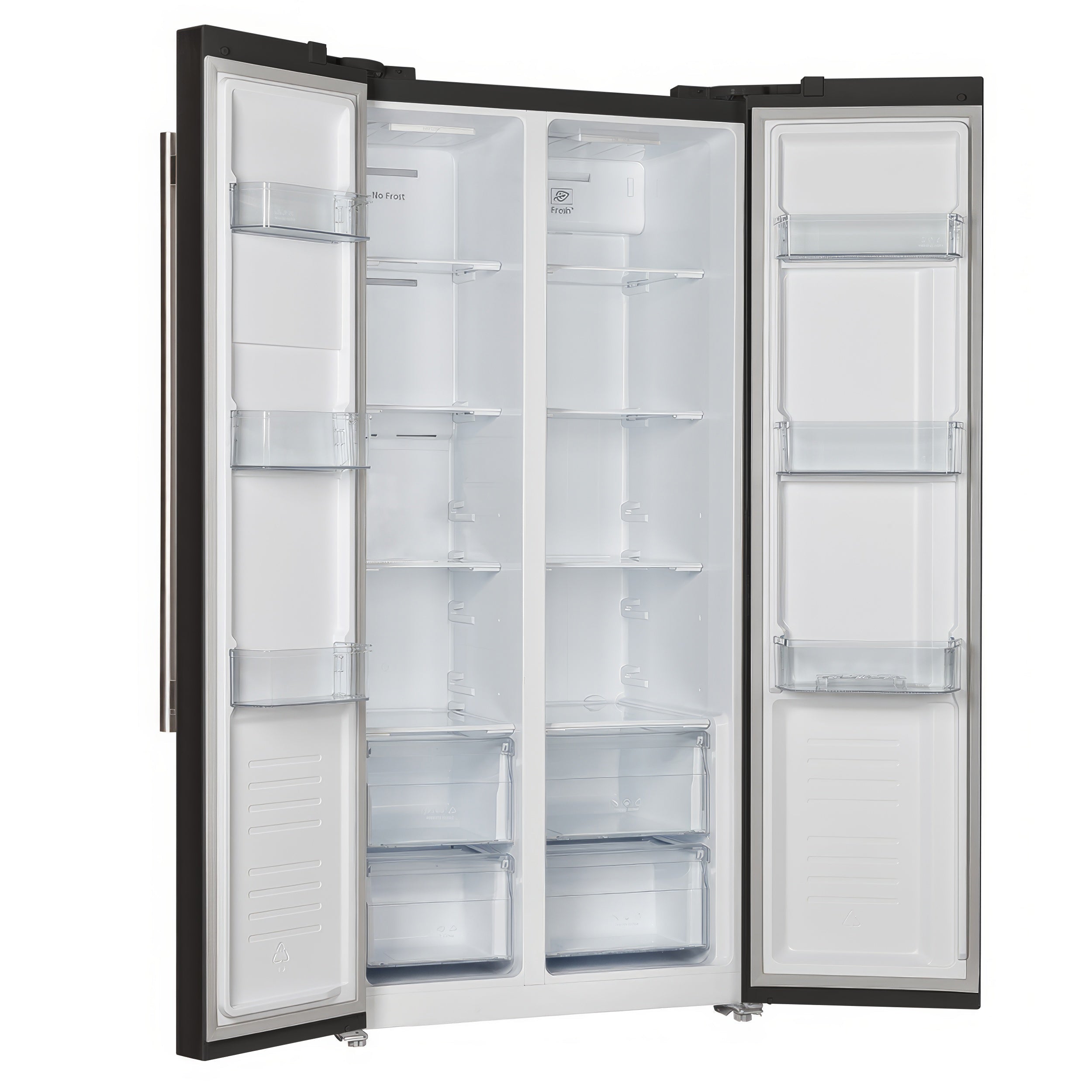 FORNO Salerno 33-Inch French Door Refrigerator, 15.6 Cu. Ft., Black with Stainless Steel Handles (Model FFRBI1805-33BLK)